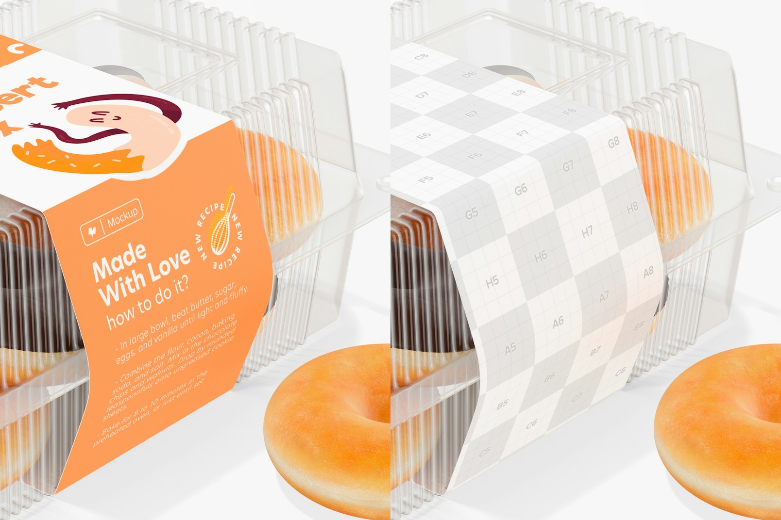 Clear Disposable Dessert Box Mockup, Close Up
