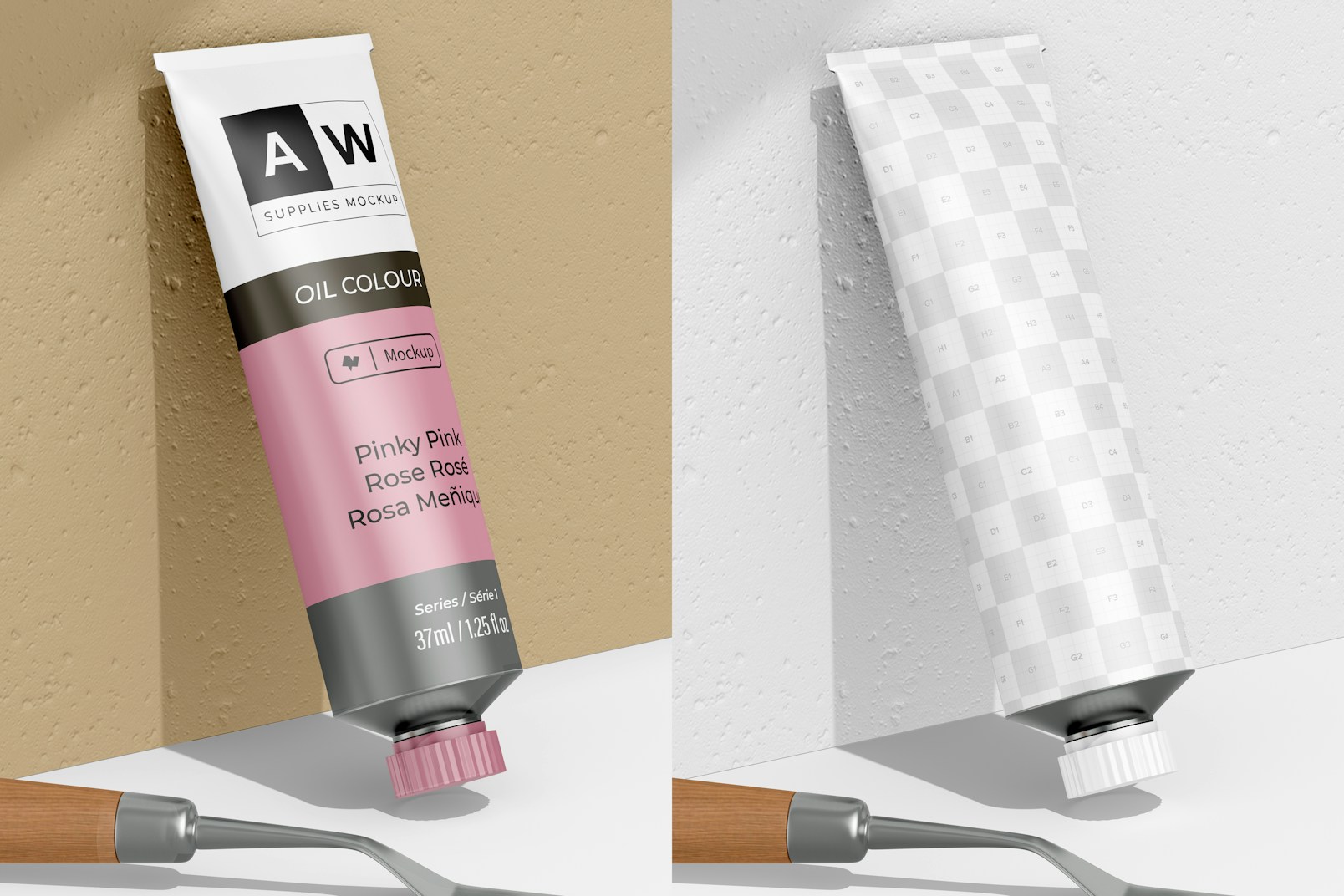 Oil Paint Tube Mockup, Perspective