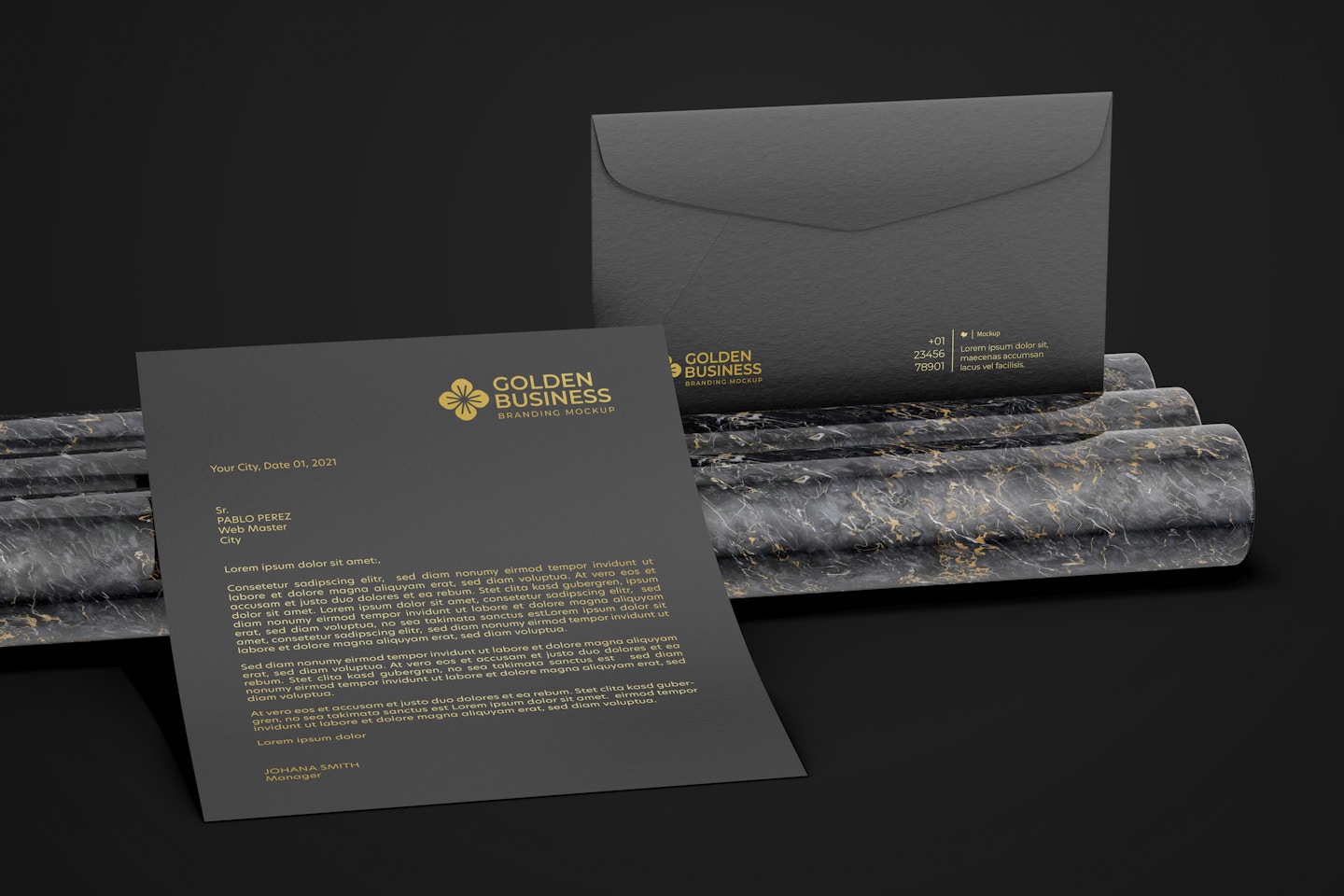 Luxury Letterhead with Envelope Mockup