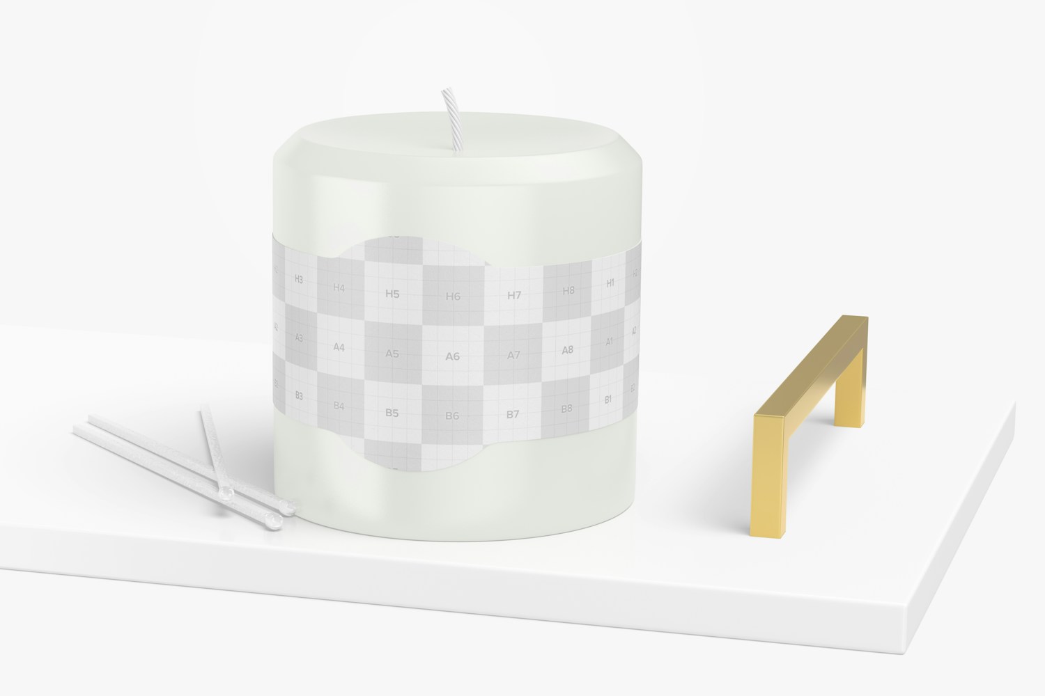 Candle with Label on Tray Mockup