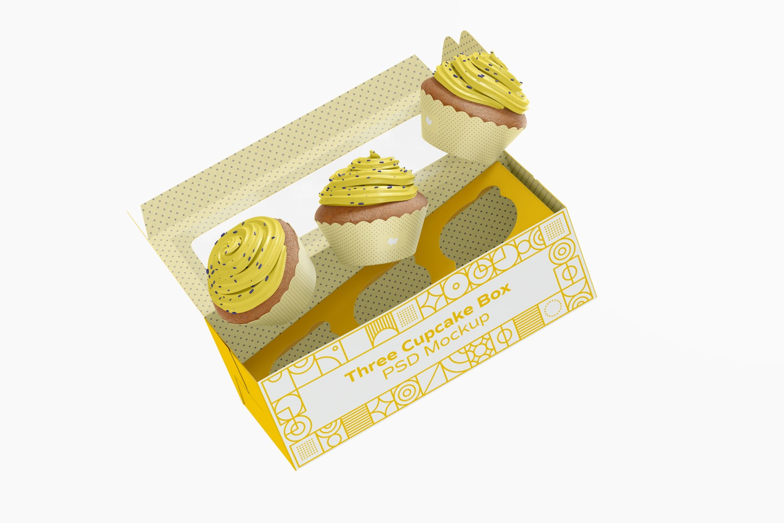 Maqueta de Caja de Tres Cupcakes, Cayendo