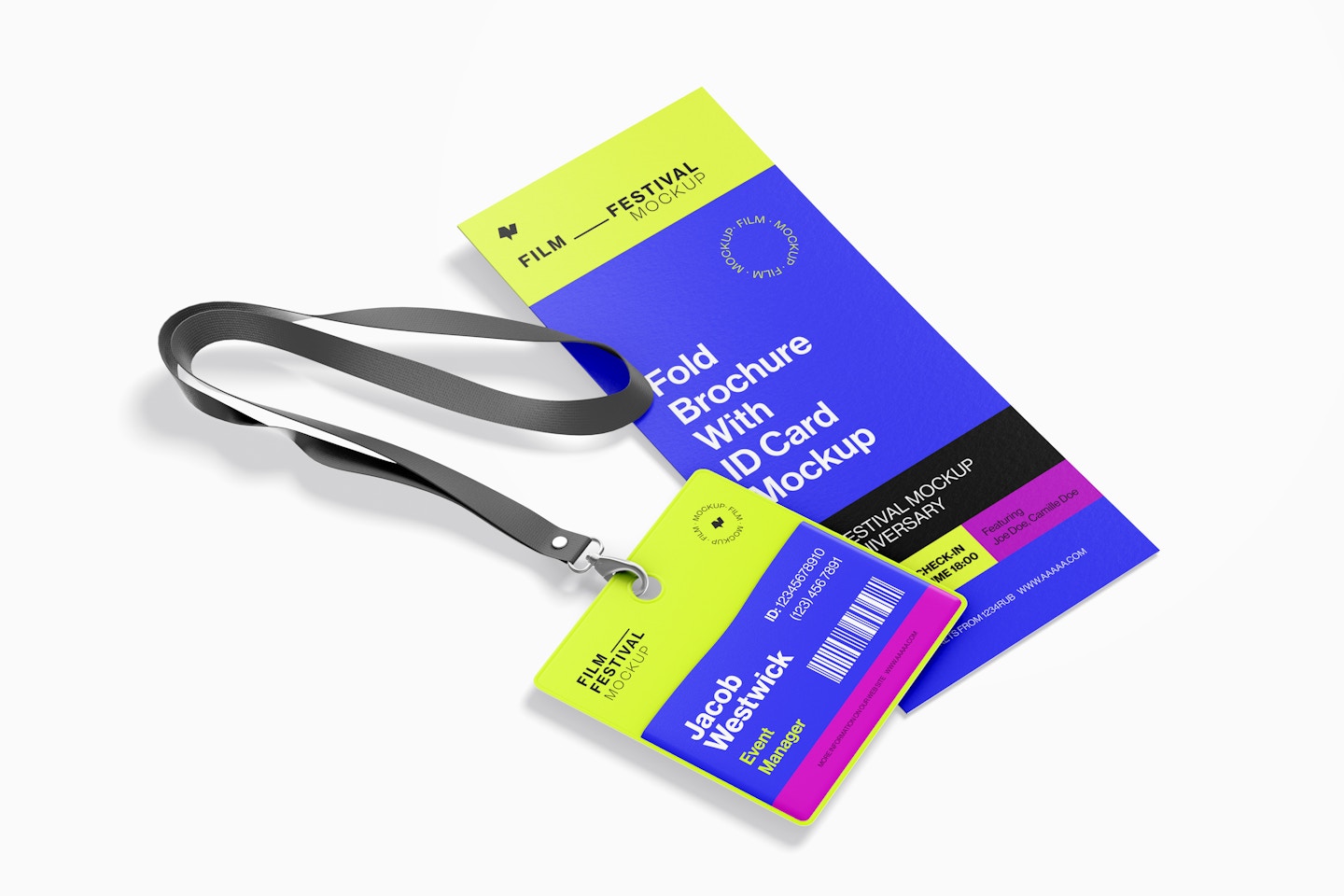 Fold Brochure with ID Card Mockup