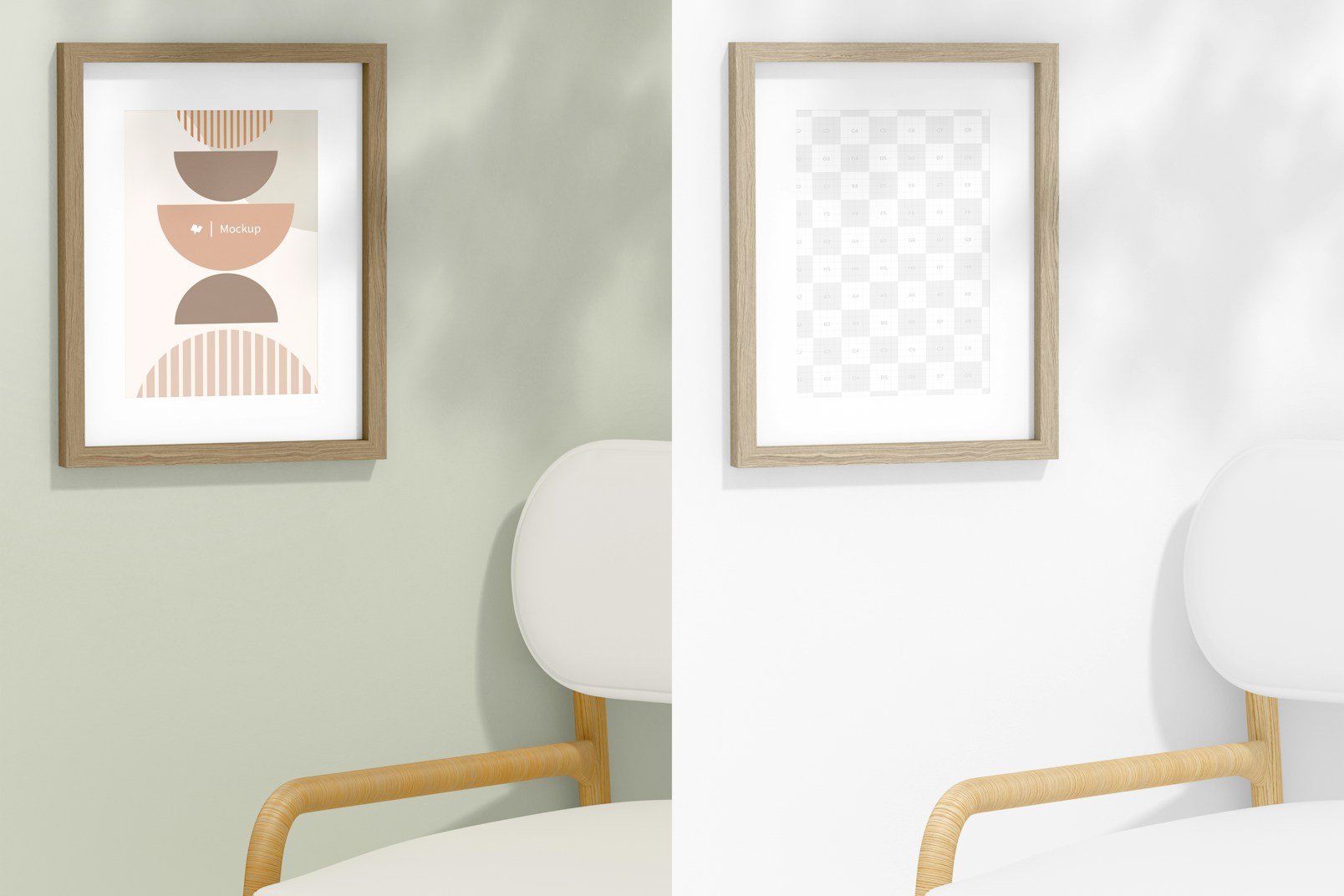 A4 Nordic Frame with Passepartout Mockup, Perspective