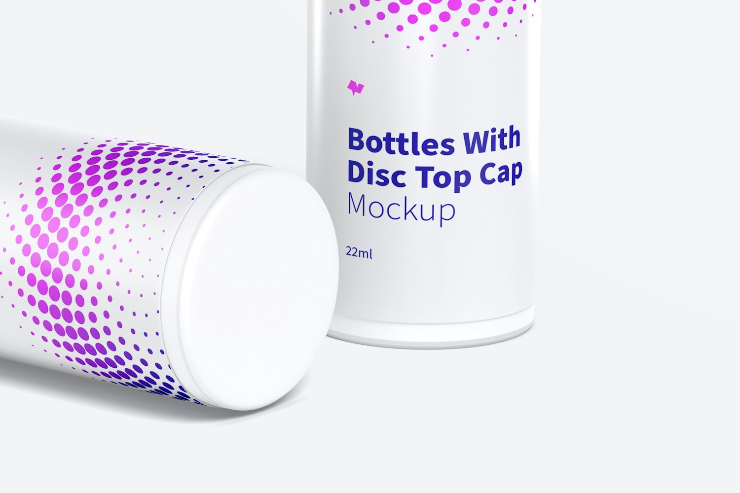 22ml Plastic Bottle With Disc Top Cap Mockup, Dropped 22ml Plastic Bottle With Disc Top Cap Mockup, Dropped
