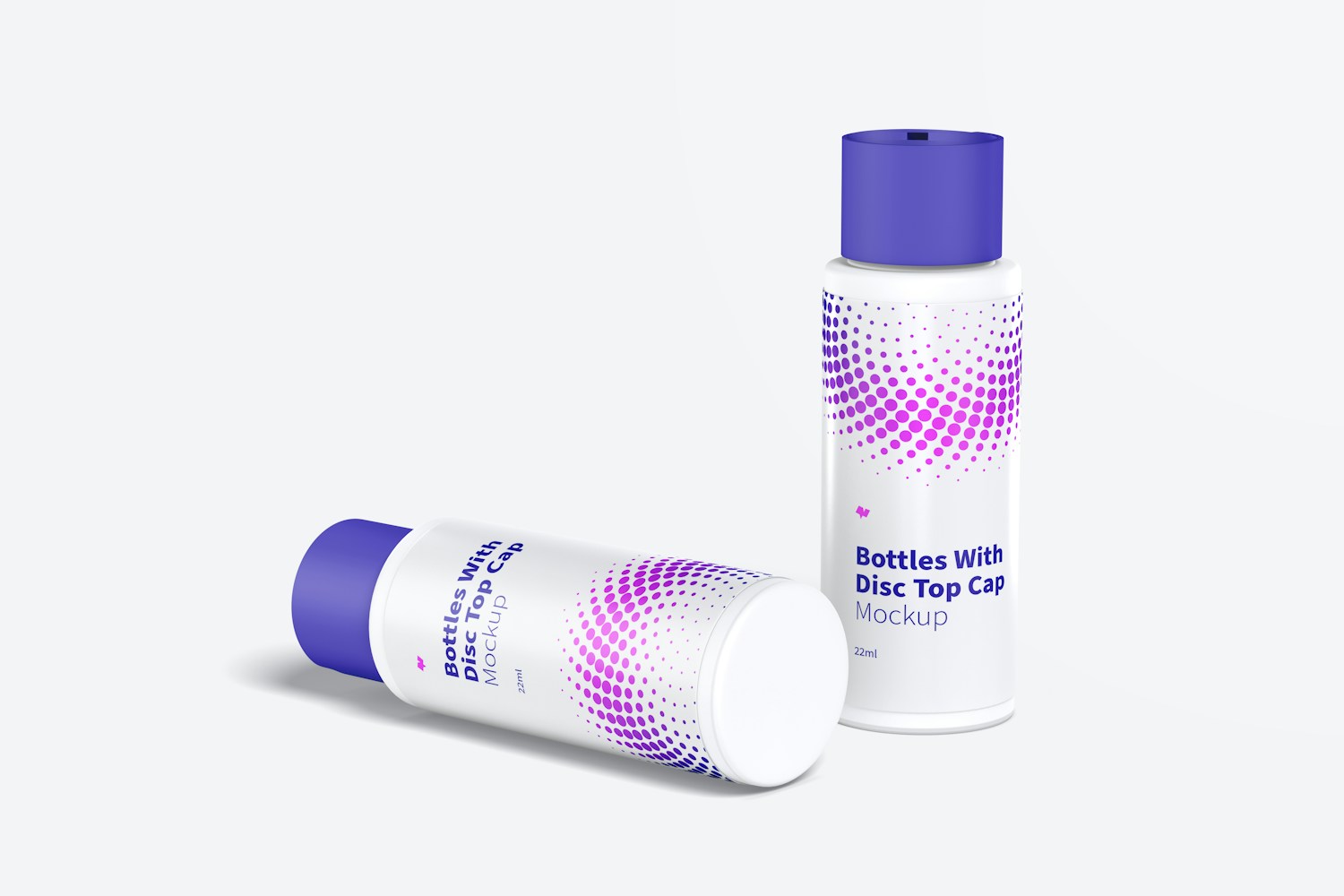 22ml Plastic Bottle With Disc Top Cap Mockup, Dropped 22ml Plastic Bottle With Disc Top Cap Mockup, Dropped