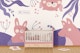 Baby Room Wall with Crib Mockup, Front View