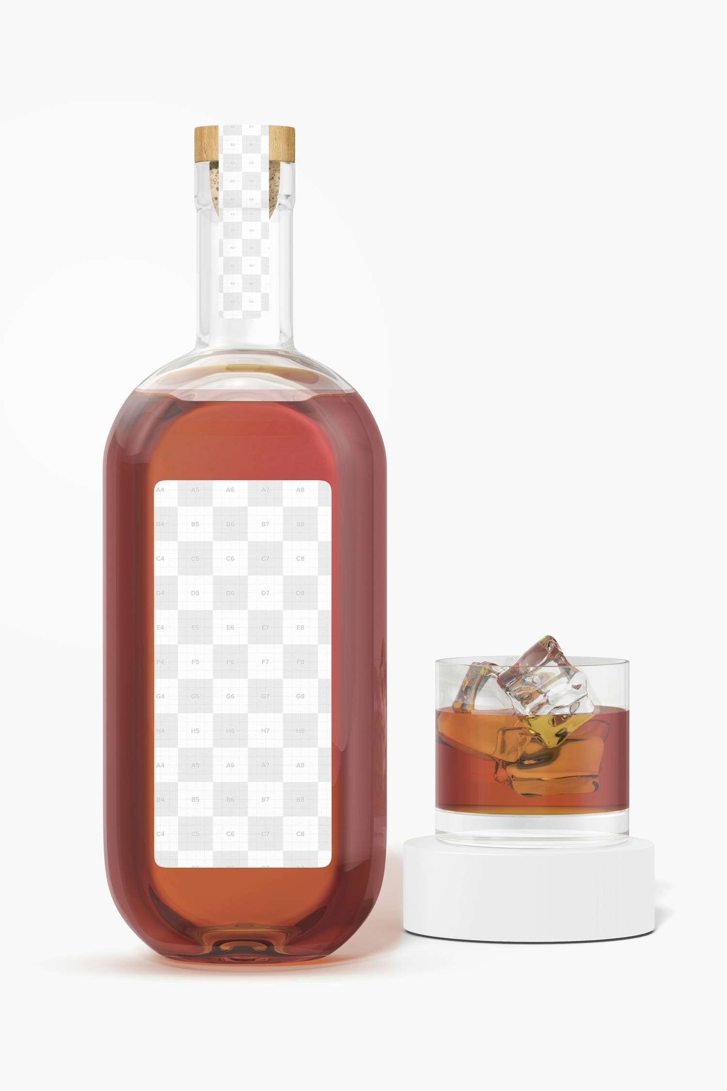 Maqueta de Botella de Whisky con Vaso