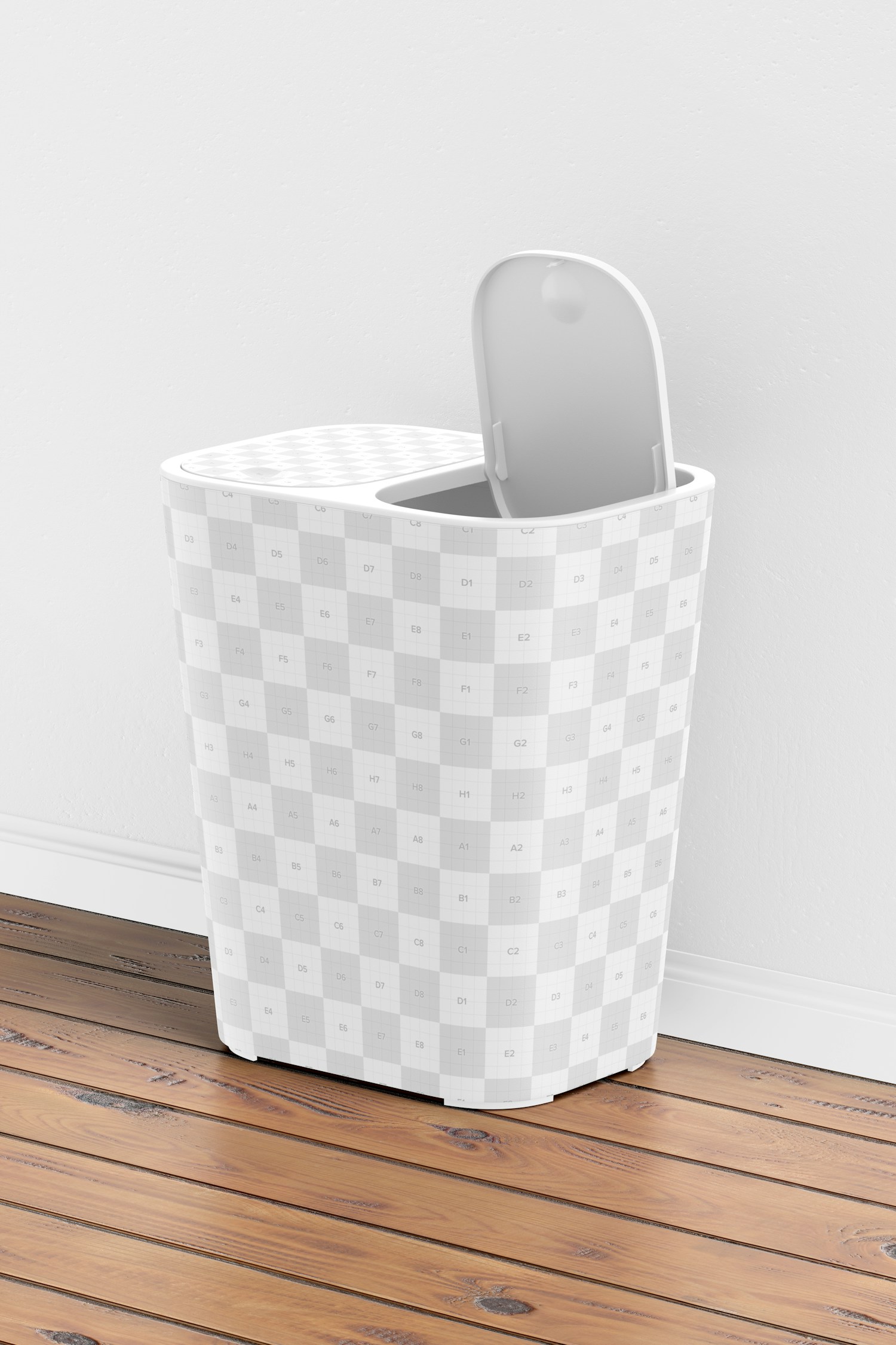 Dual Compartment Trash Can Mockup, Left View