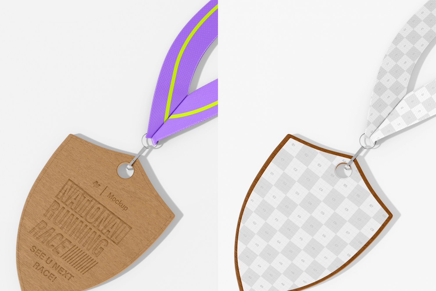 Wooden Medal Mockup, Top View