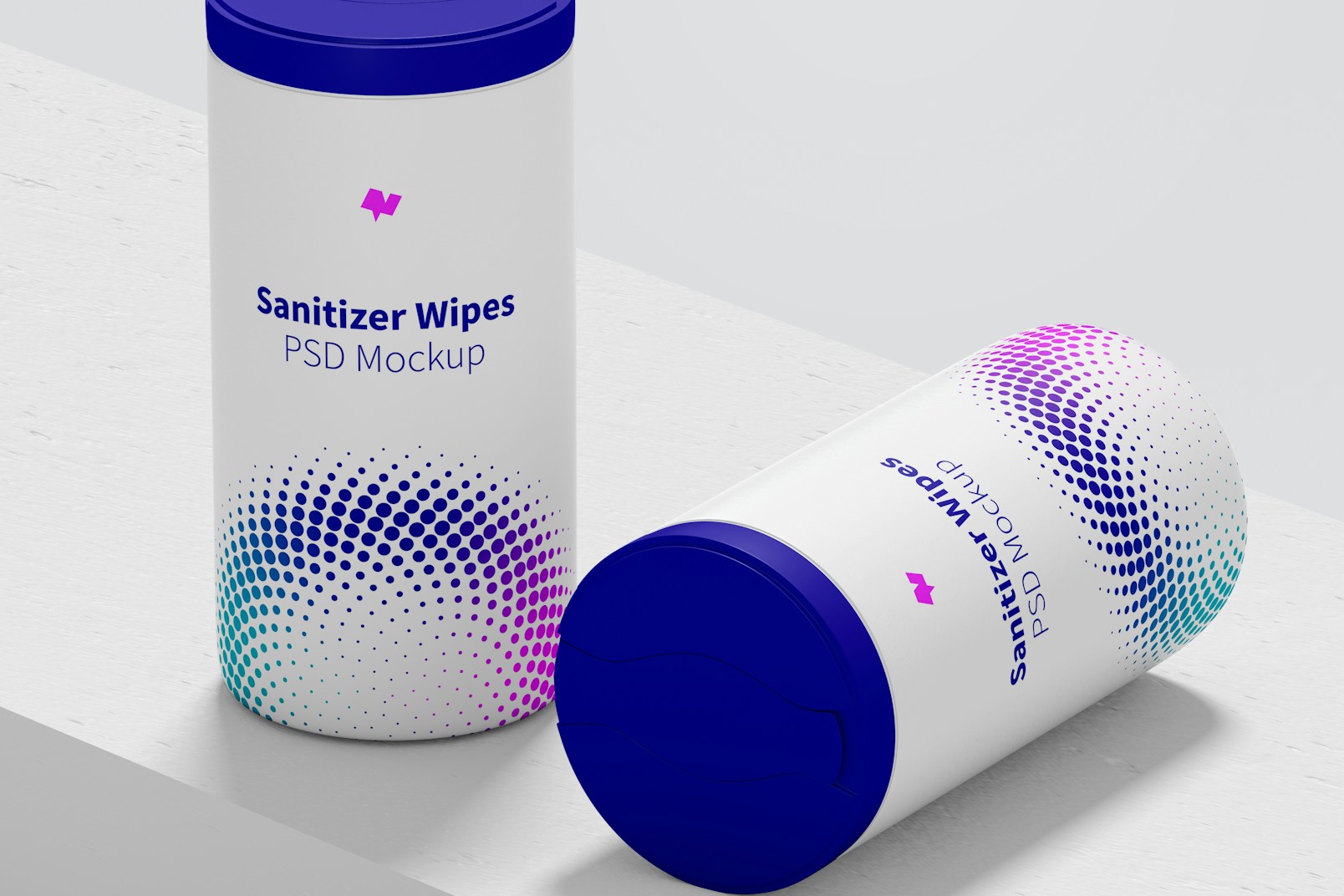 Sanitizer Wipes Canisters Set Mockup