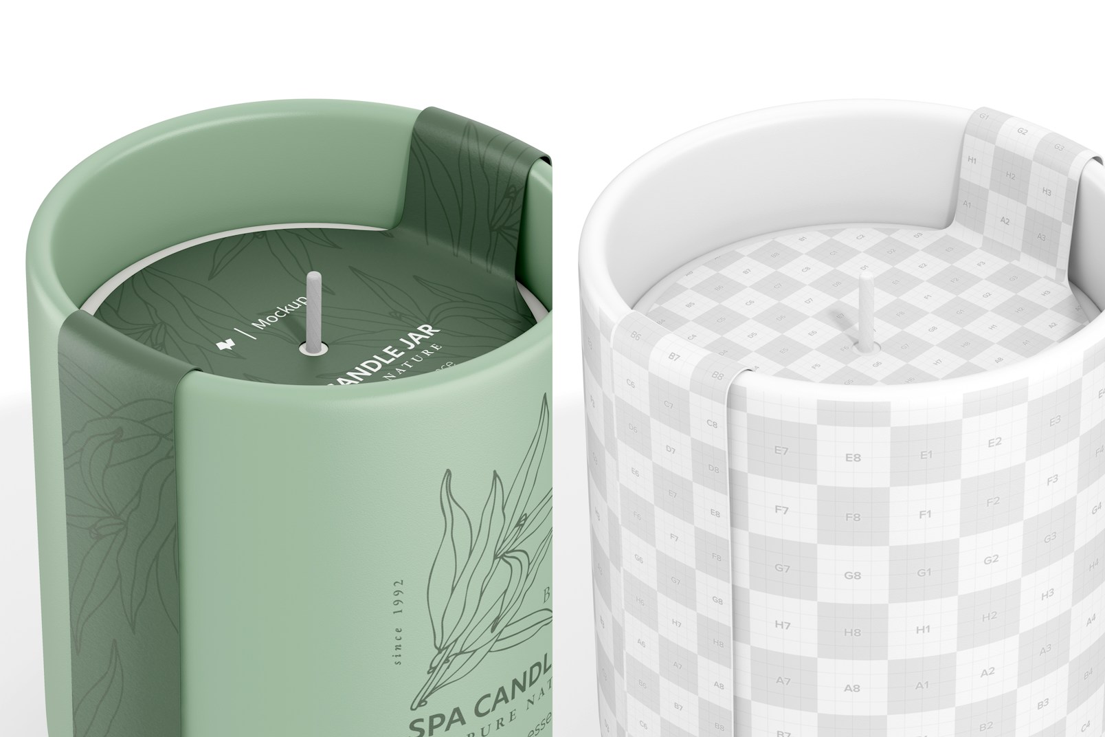 Spa Candle Jar with Label Mockup, Close Up