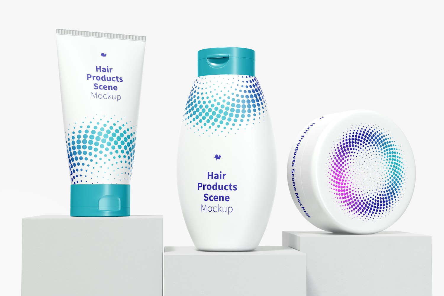 Hair Products Scene Mockup, Front View