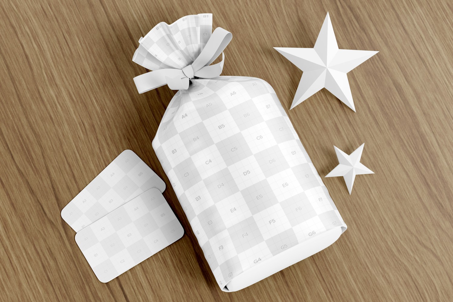 Plastic Pouch Bag for Candy Mockup, Top View Plastic Pouch Bag for Candy Mockup, Top View