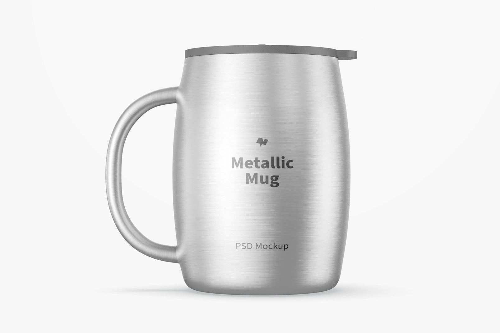 Metallic Mug with Lid Mockup, Front View