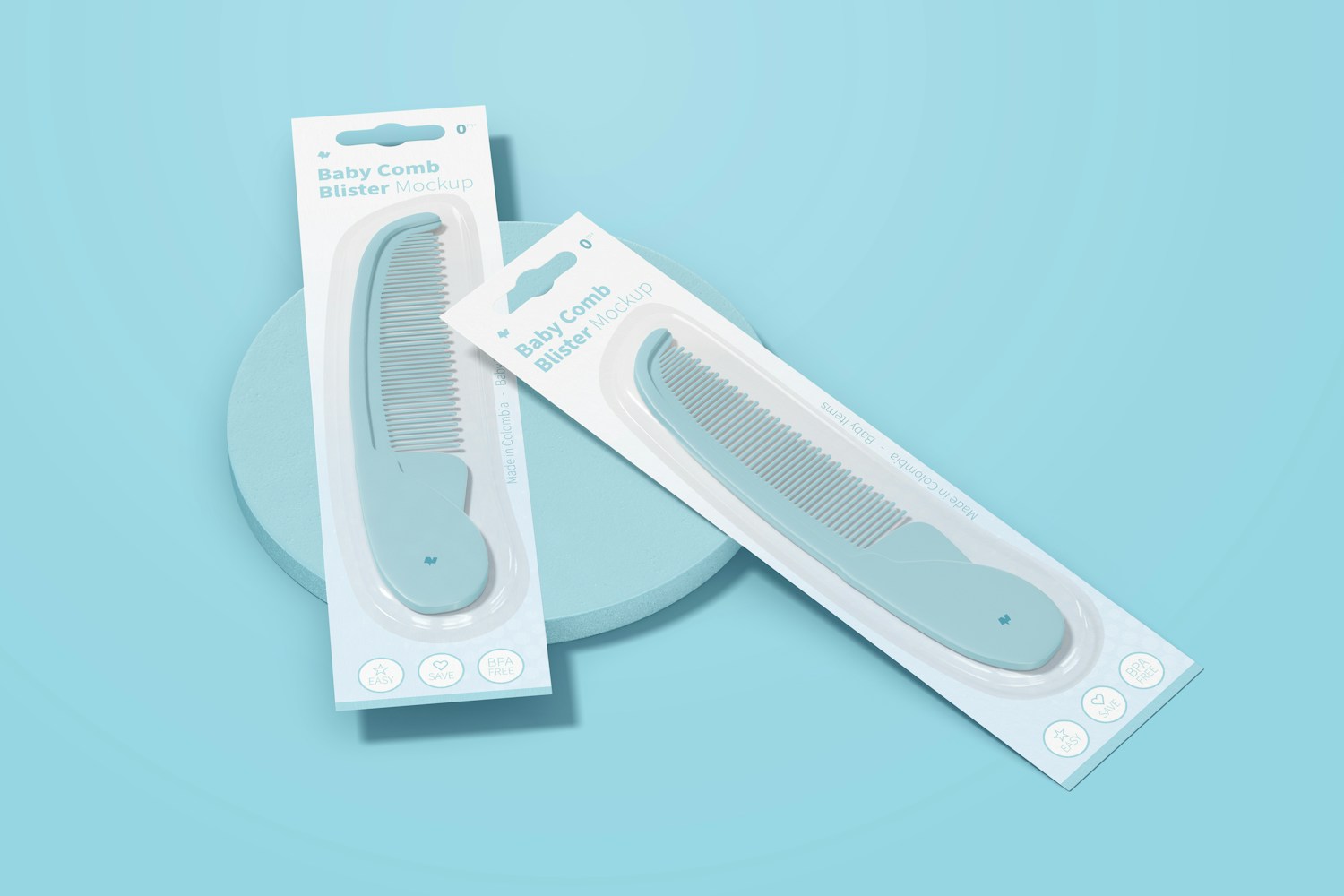 Baby Comb Blister Mockup, Perspective Baby Comb Blister Mockup, Perspective