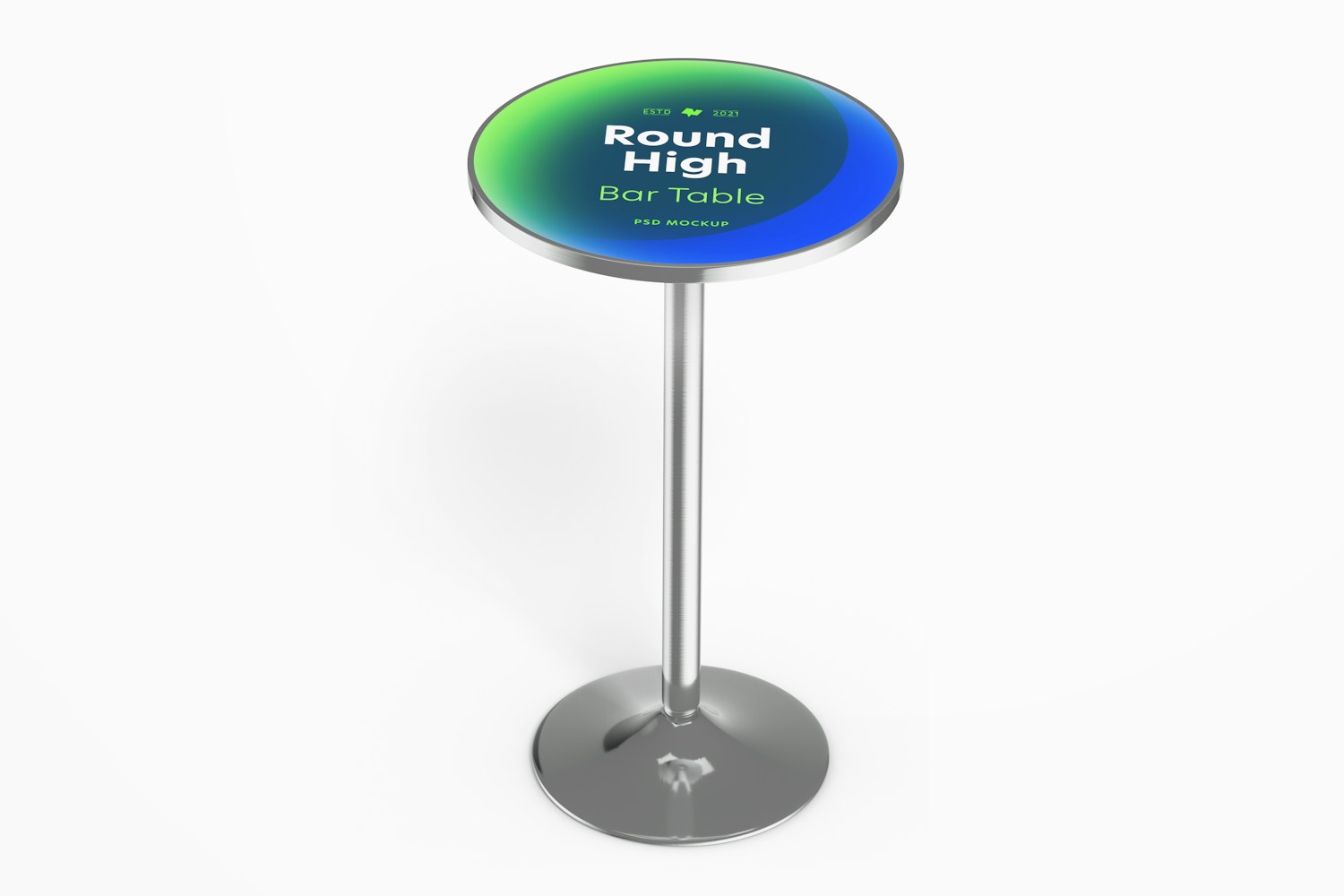 Round High Bar Table Mockup, Front View