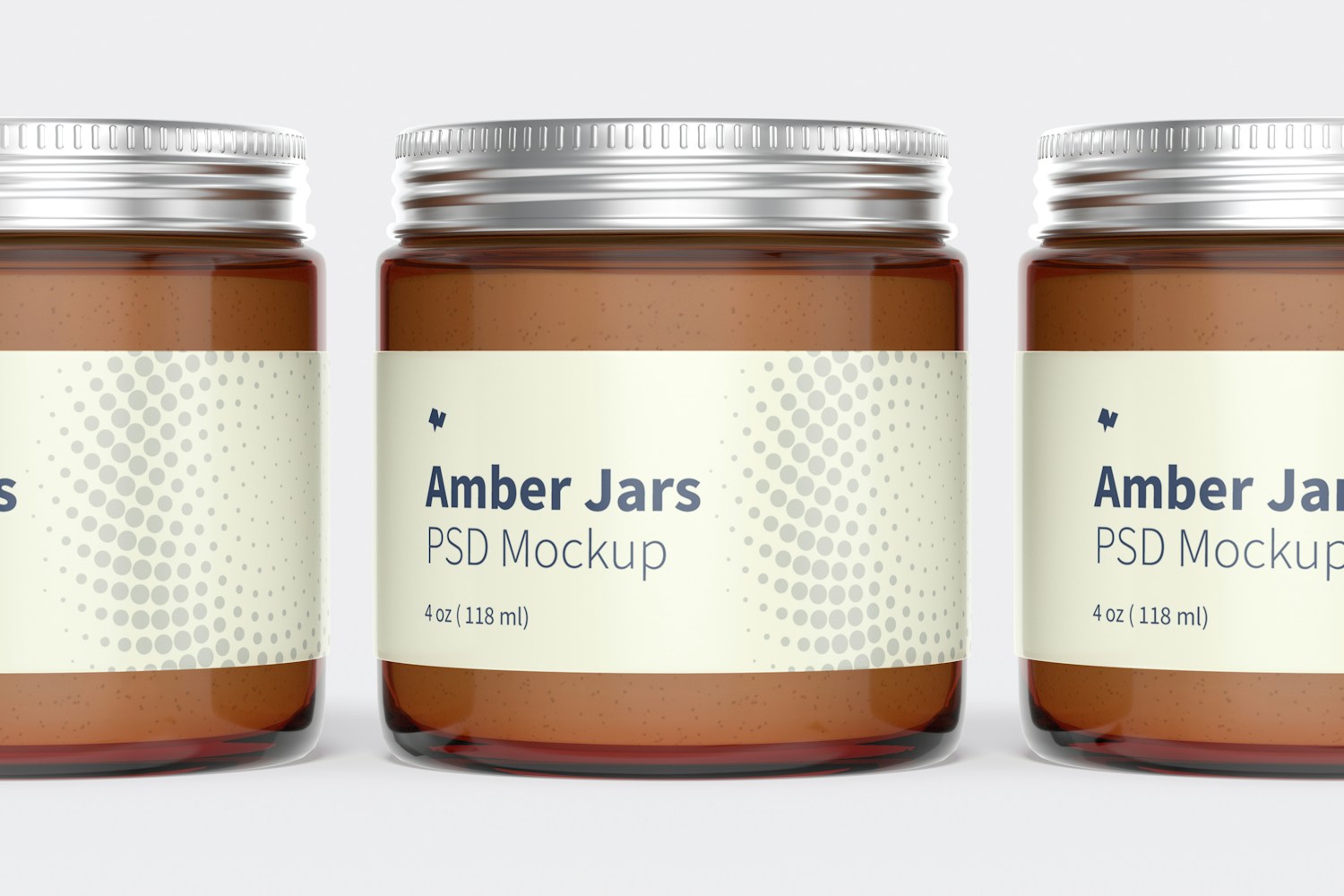 Amber Jars with Metallic Cap Mockup, Close Up