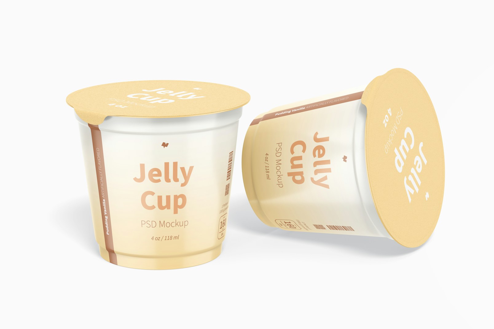 4 Oz Jelly Cups Mockup, Standing and Dropped