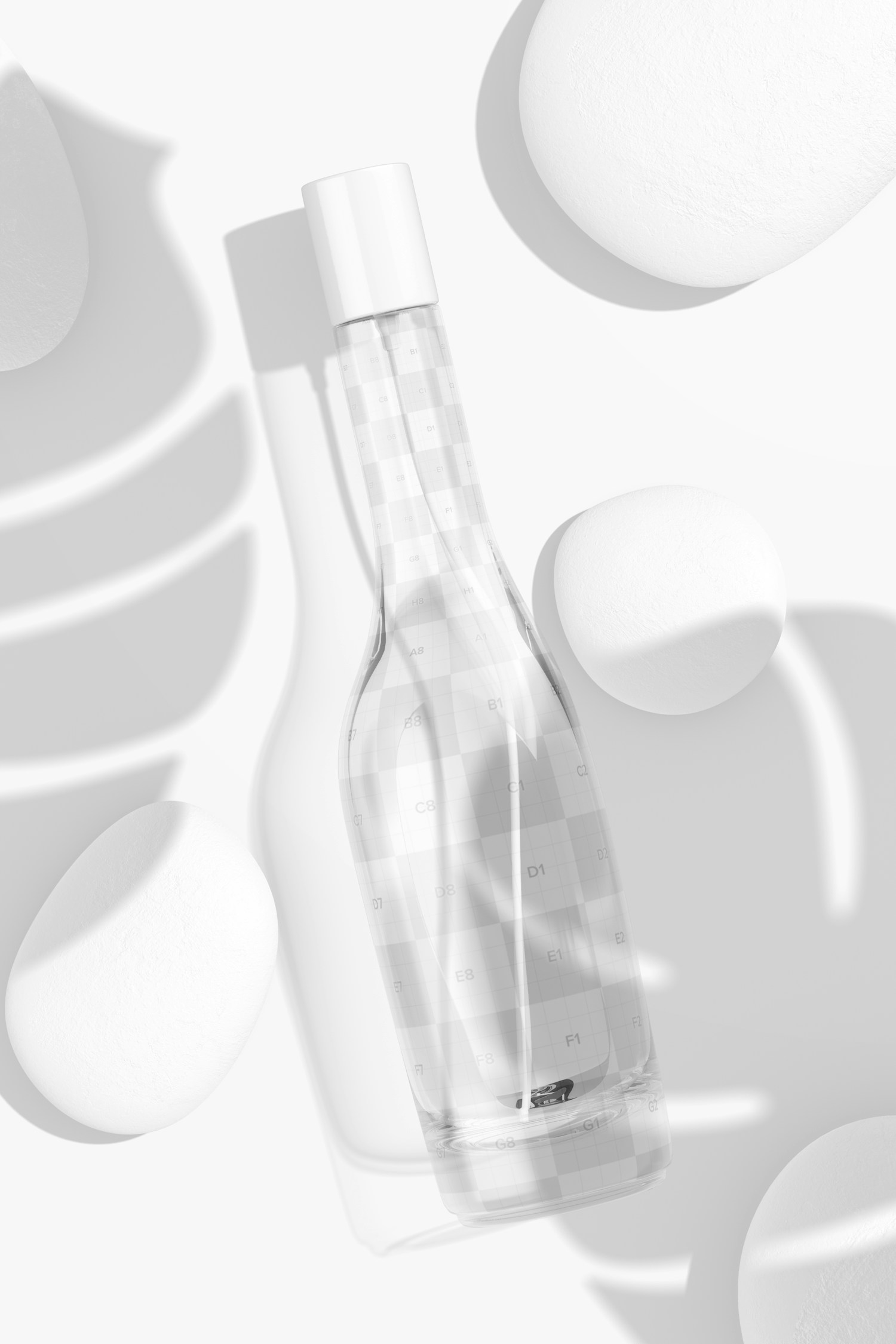 Asymmetrical Perfume Bottle Mockup, Top View