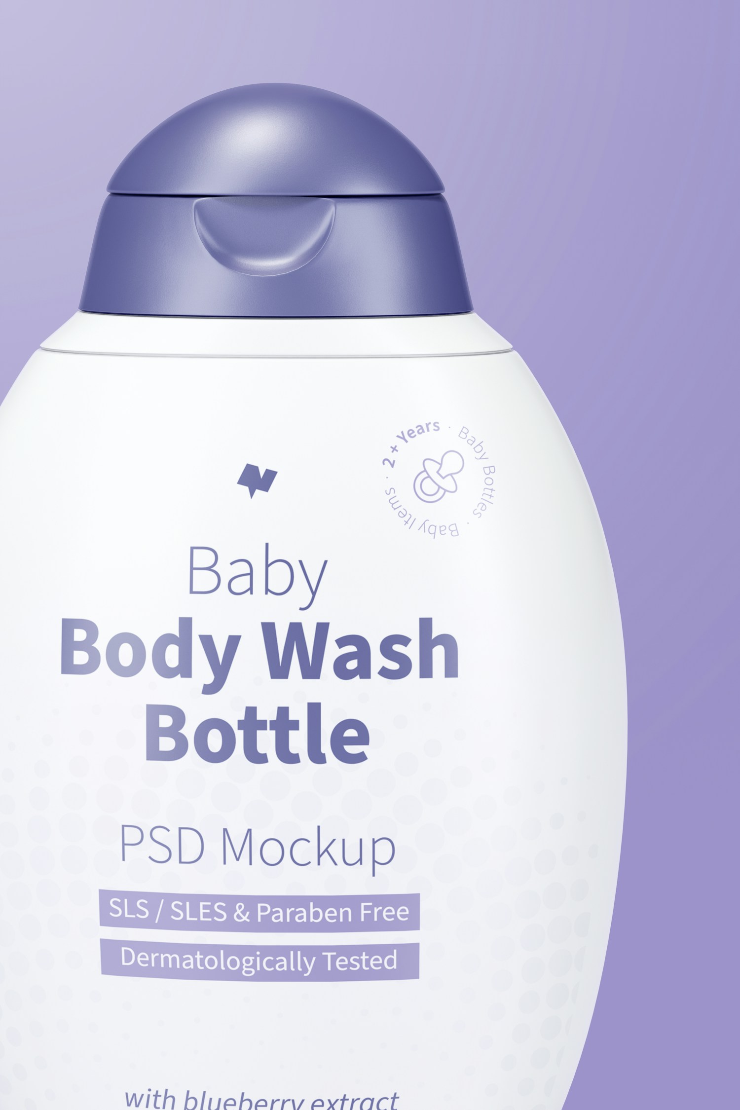 Baby Body Wash Bottle Mockup, Close Up