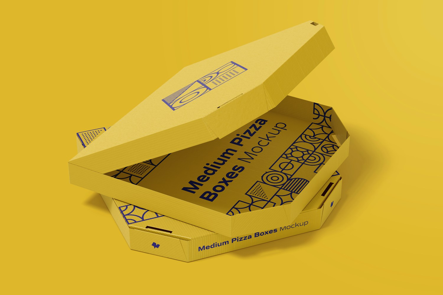 Medium Pizza Boxes Mockup, Stacked Set