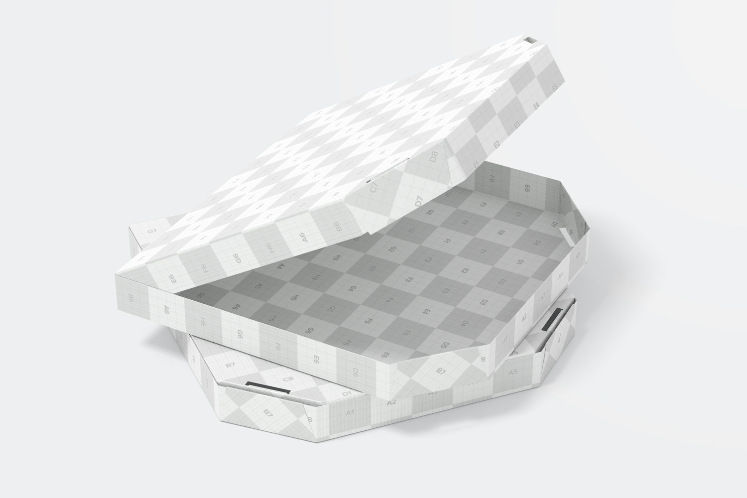 Medium Pizza Boxes Mockup, Stacked Set Medium Pizza Boxes Mockup, Stacked Set