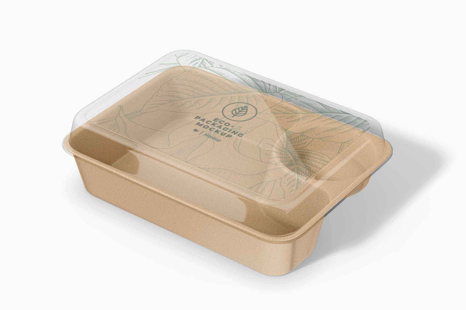 Eco Rectangular Food Container Mockup, Perspective