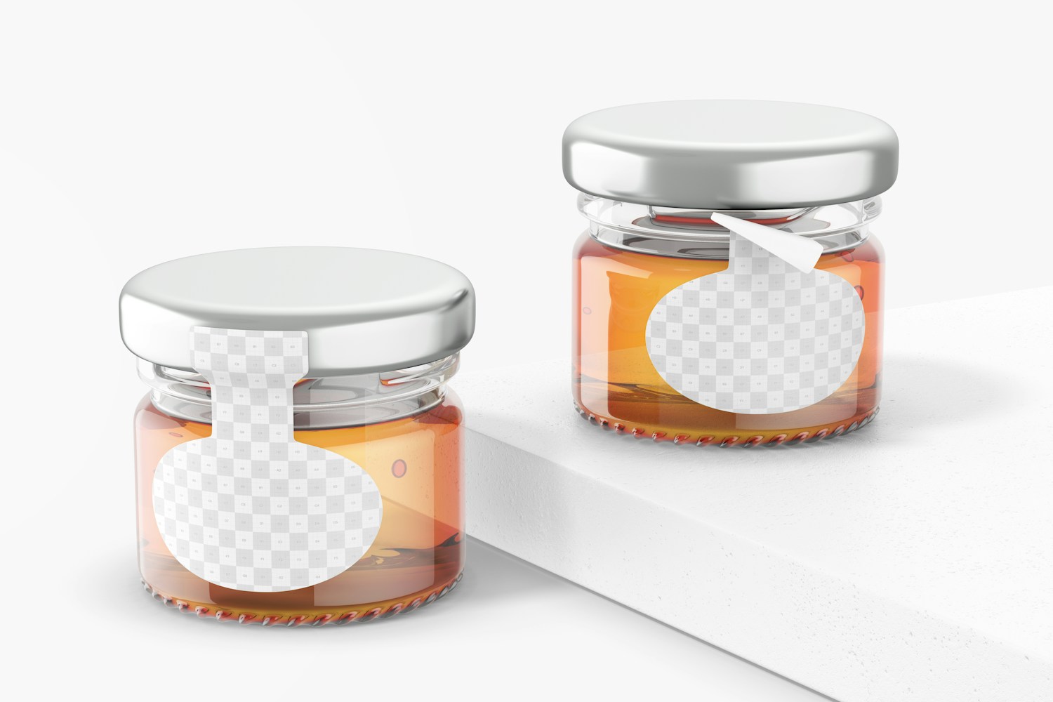 Clear Honey Jars Mockup, Right and Left View