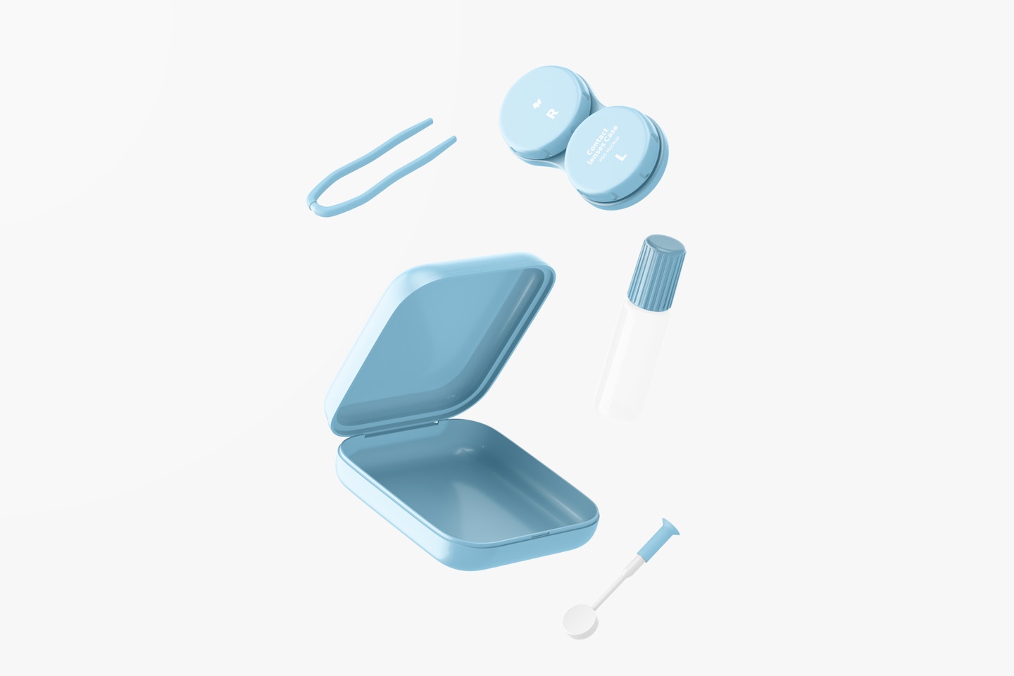 Contact Lenses Case Mockup, Floating