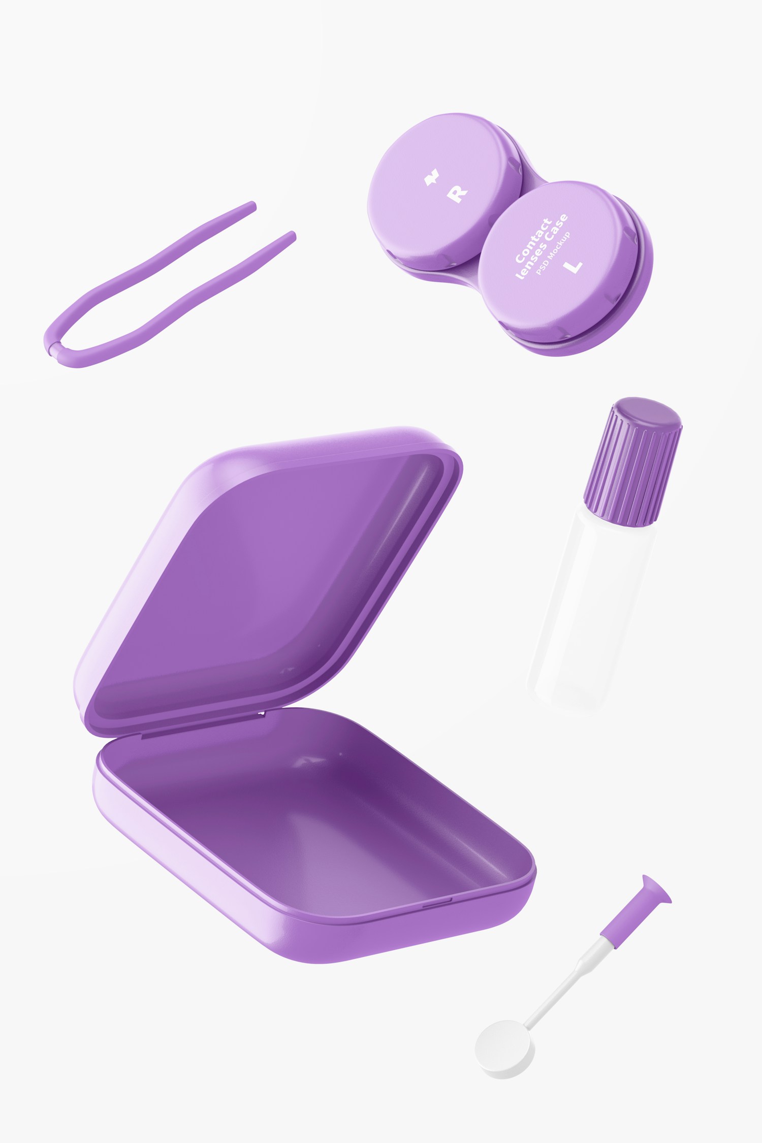 Contact Lenses Case Mockup, Floating Contact Lenses Case Mockup, Floating