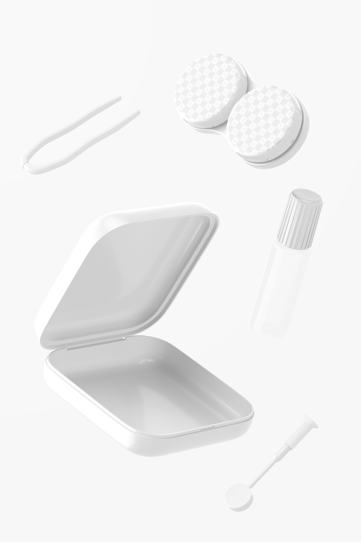 Contact Lenses Case Mockup, Floating