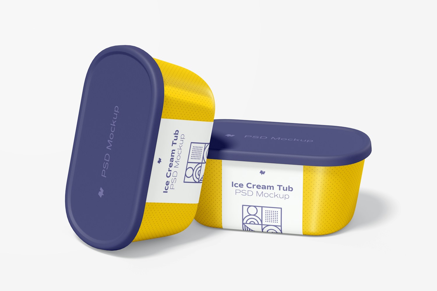 Plastic Ice Cream Tubs Mockup, Front View
