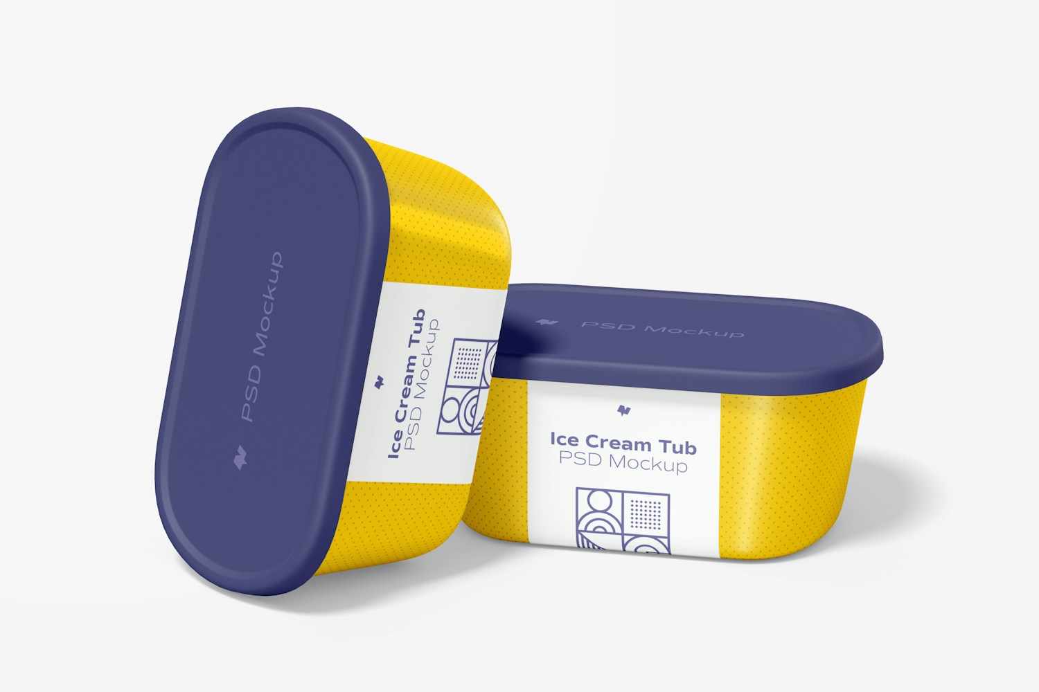Plastic Ice Cream Tubs Mockup, Front View Plastic Ice Cream Tubs Mockup, Front View
