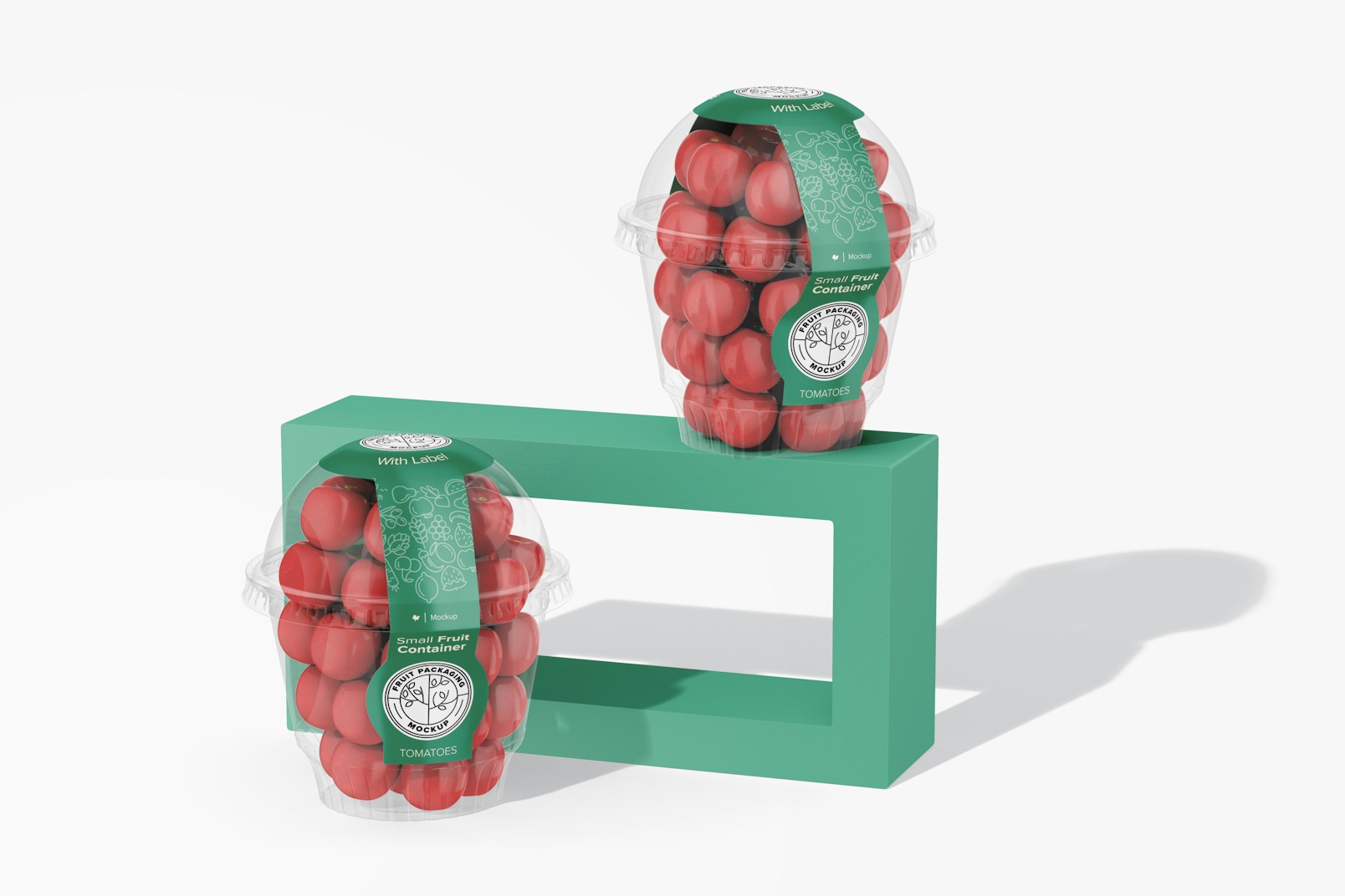 Small Fruit Containers With Lid Mockup, on Podium