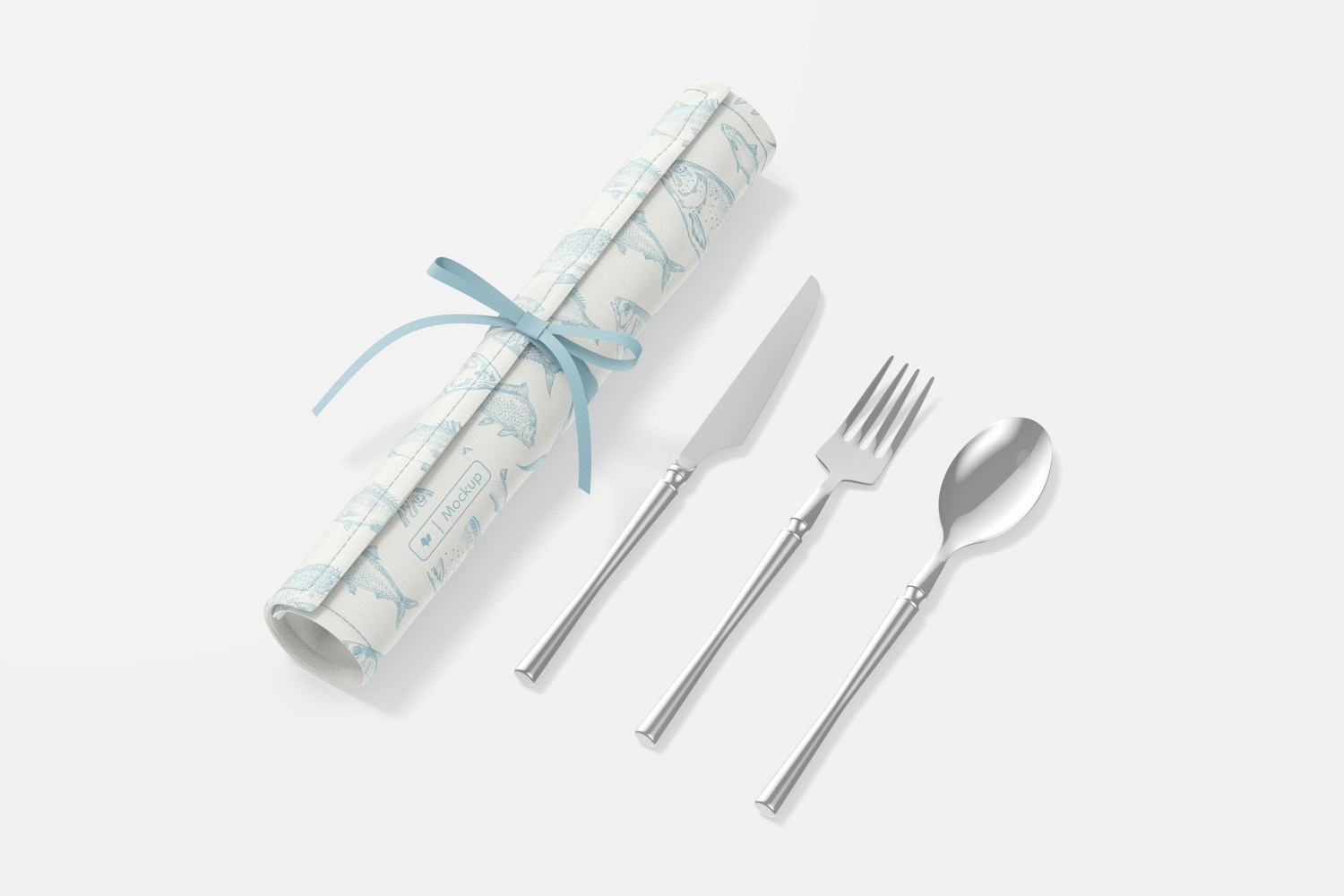 Roll Up Cutlery Holder Mockup, Closed