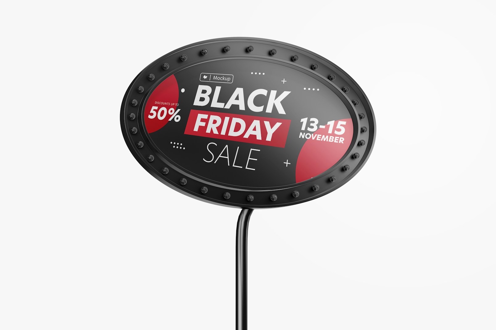 Luminous Oval Promotional Sign Mockup, Front View