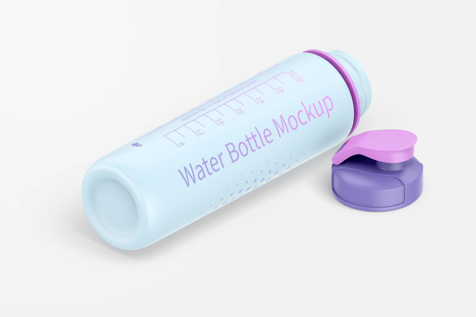 32 oz Water Bottle Mockup, Isometric Right View