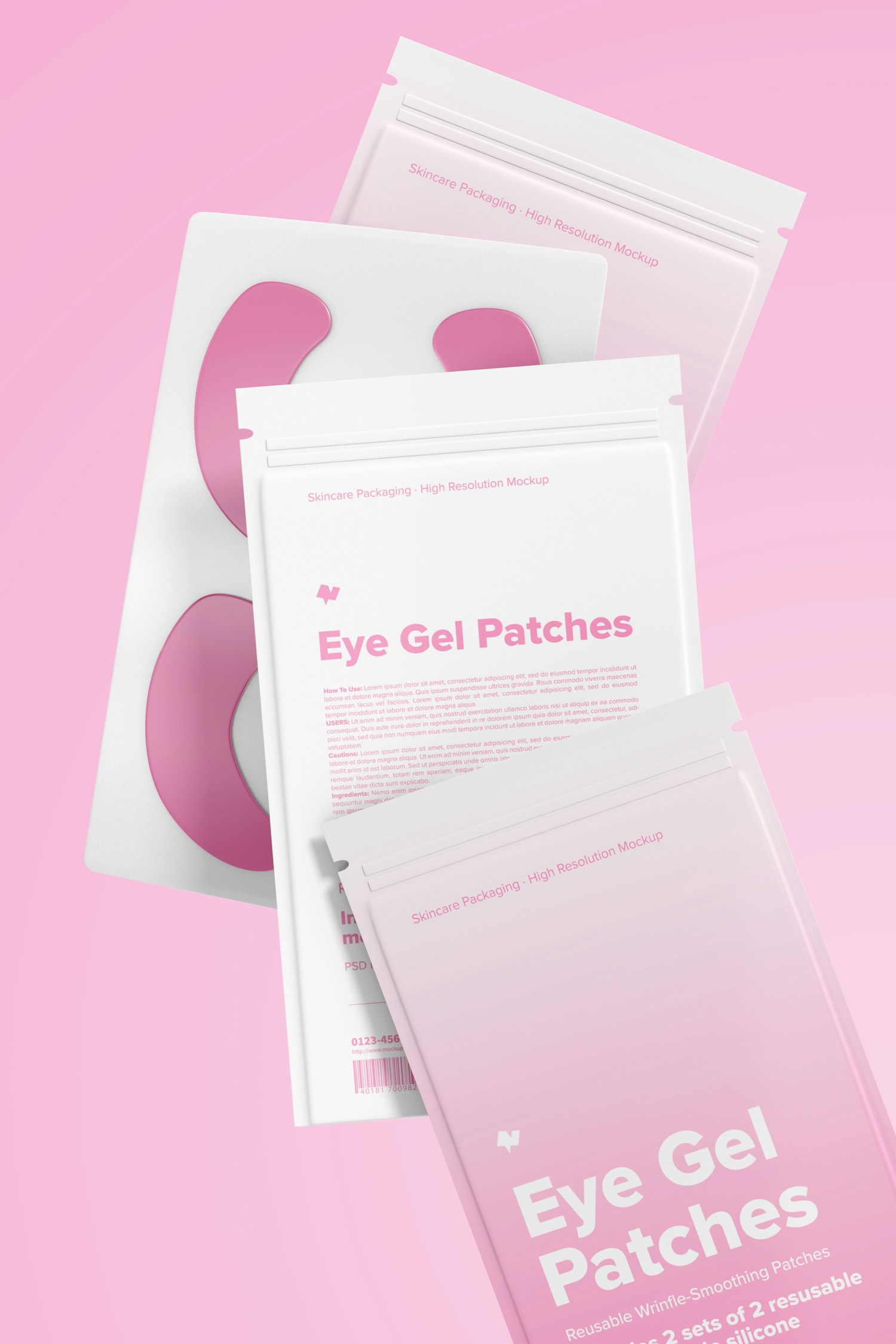 Eye Gel Patches Packaging Set Mockup
