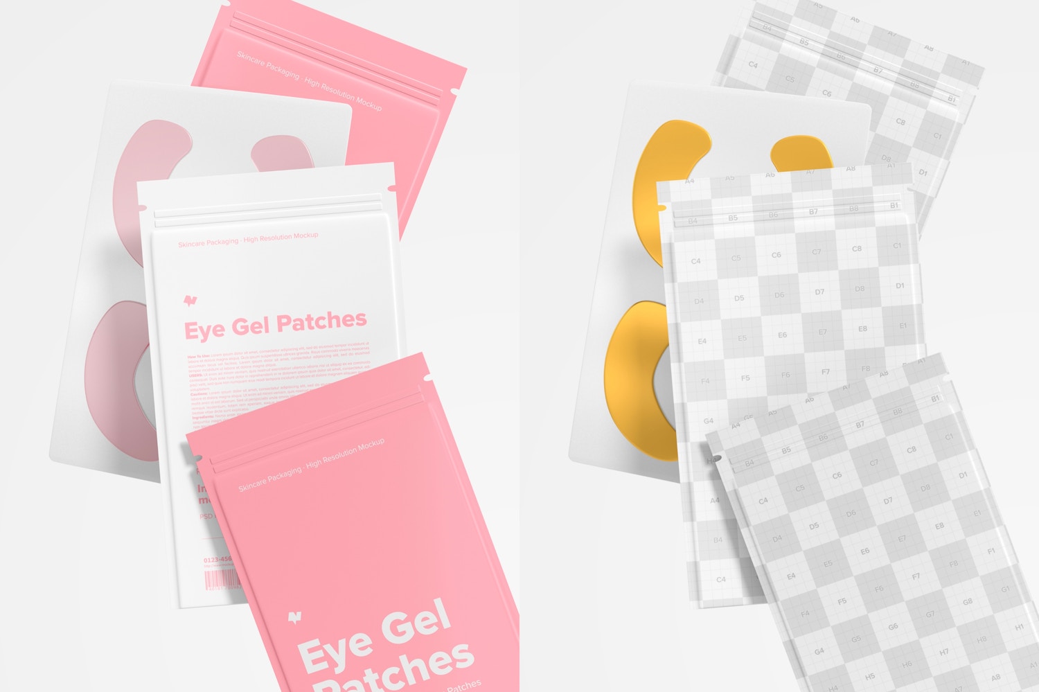 Eye Gel Patches Packaging Set Mockup