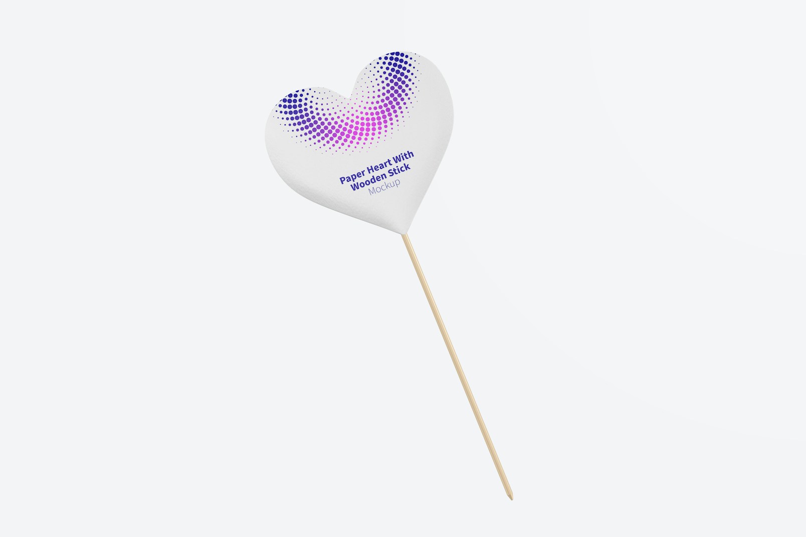 Paper Heart With Wooden Stick Mockup