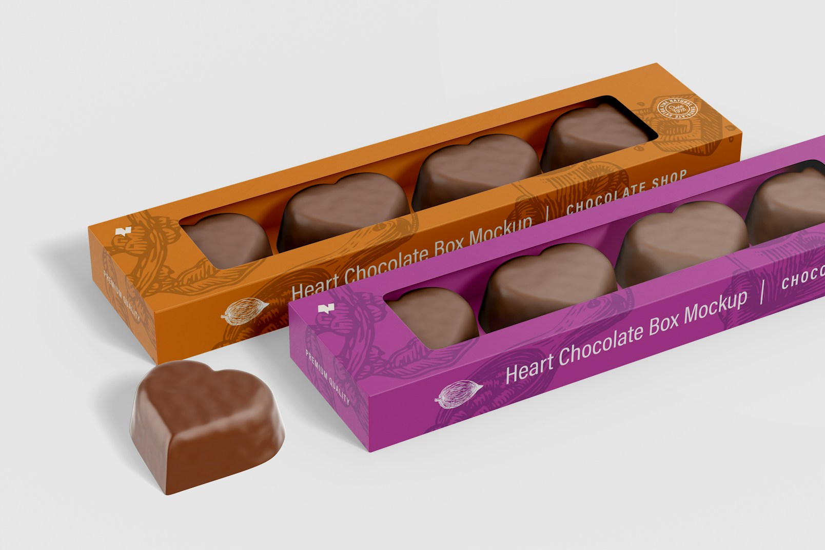 Heart Chocolate Box Mockup, with Nuts