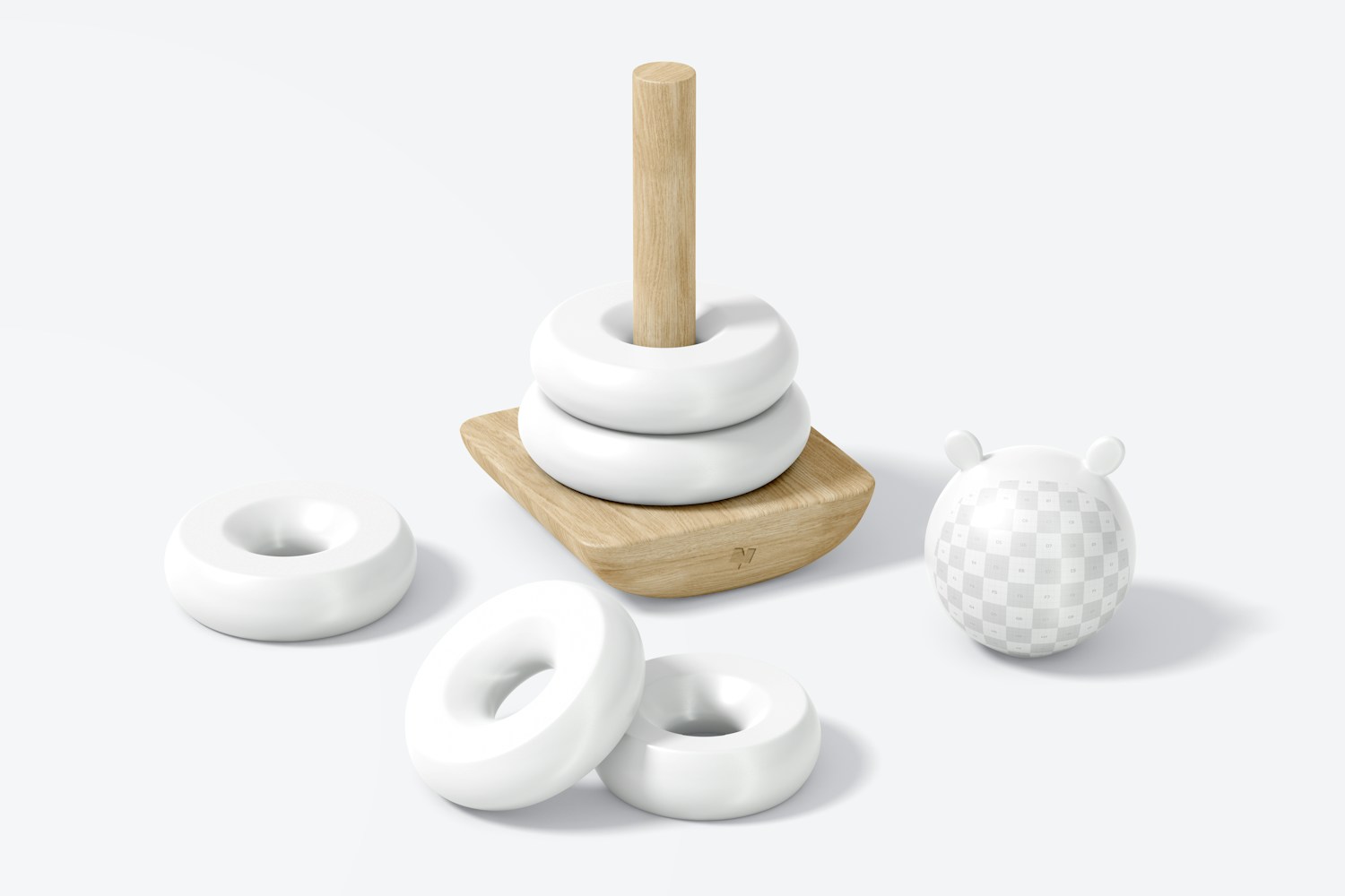 Baby Ring Pyramid Toy Mockup, Top View Baby Ring Pyramid Toy Mockup, Top View