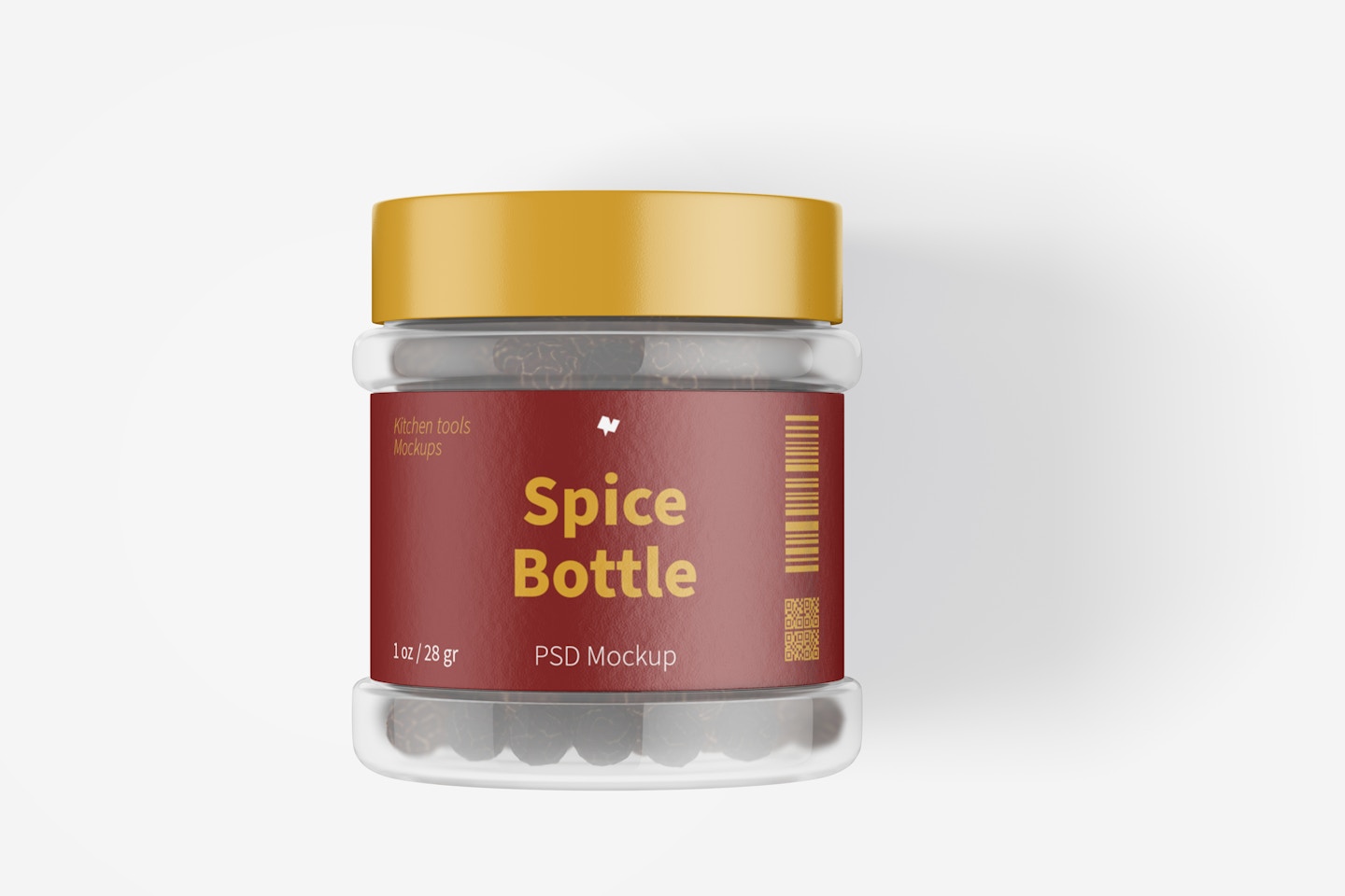 1 oz Clear PET Spice Bottle Mockup, Top View