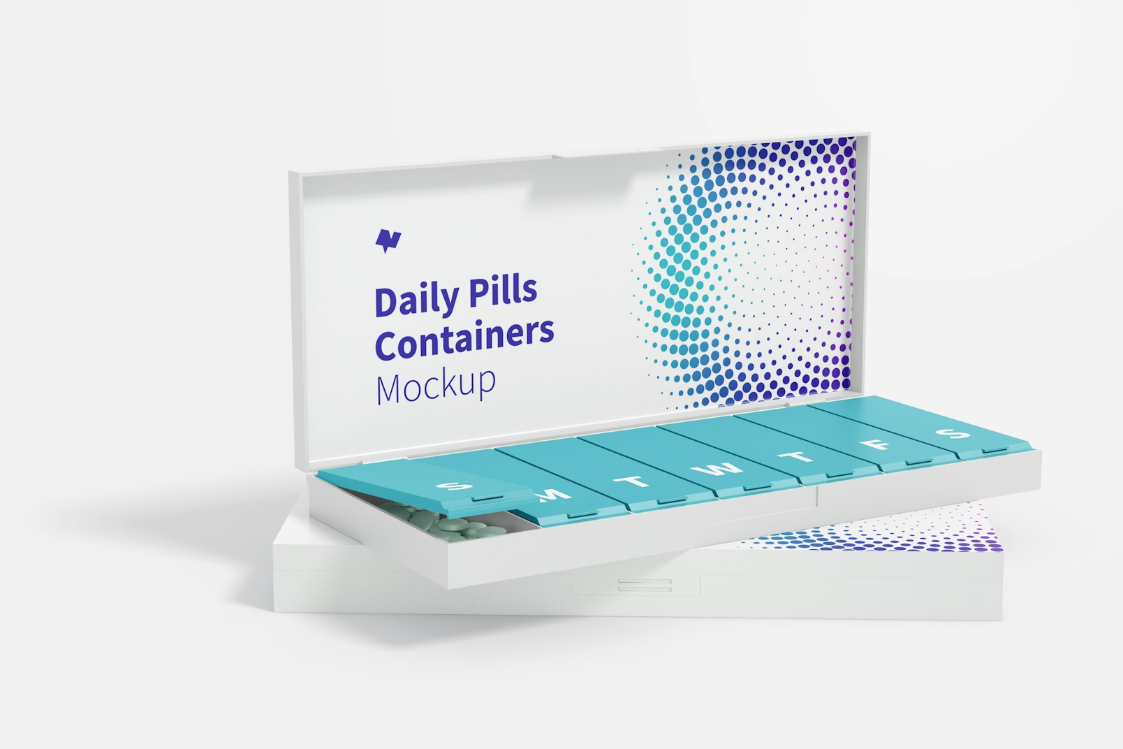 Daily Pills Containers Mockup, Perspective