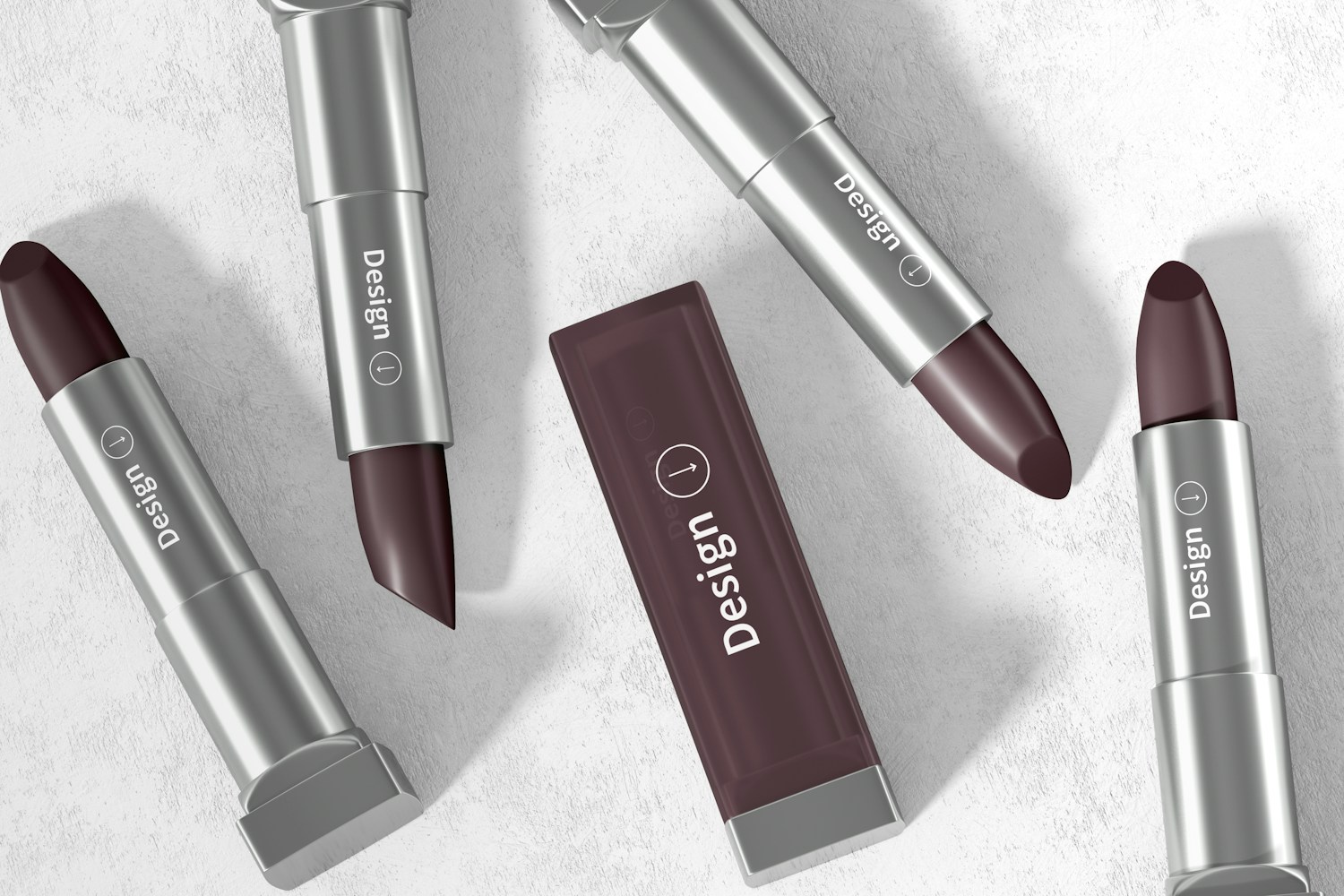 Metallic Lipstick Tubes Set Mockup