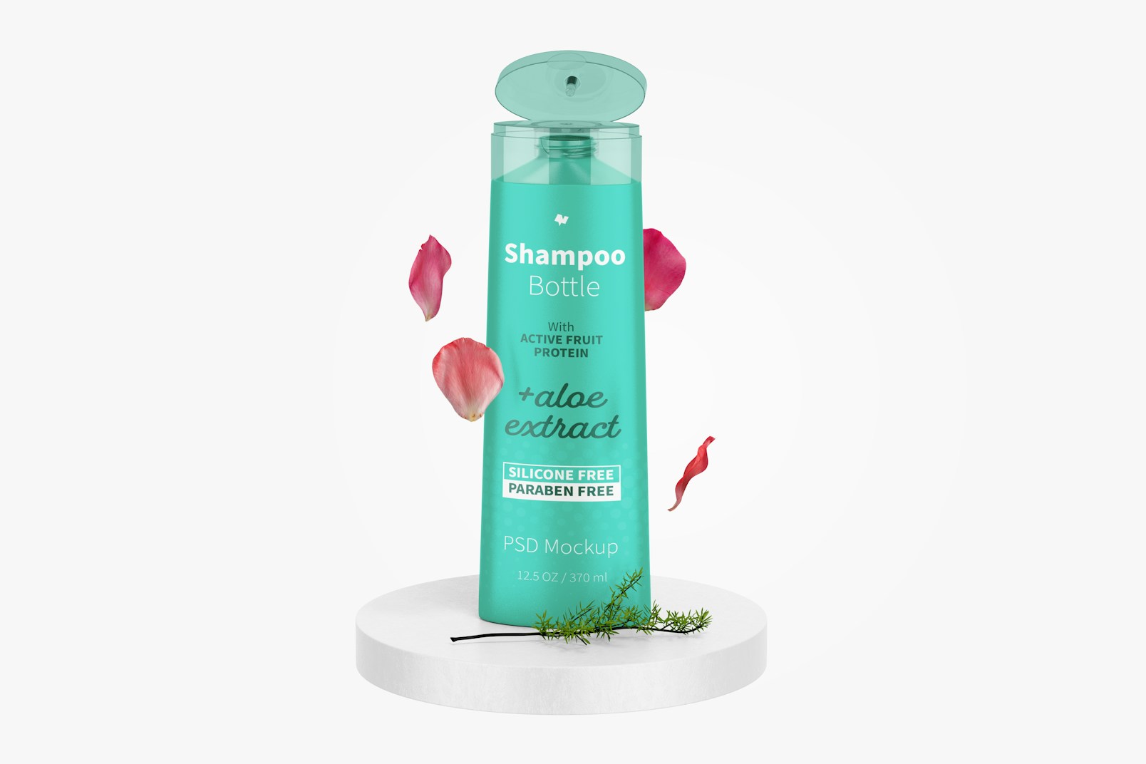 12.5 oz Shampoo Bottle Mockup, Front View