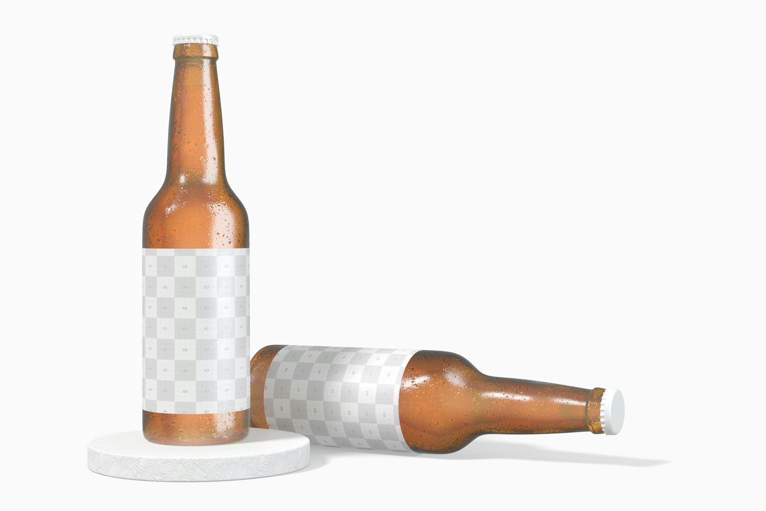 Beer Bottles Mockup, Standing and Dropped