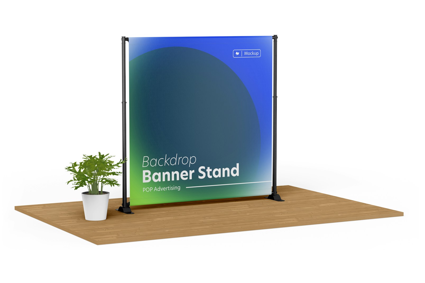 Backdrop Banner Stand Mockup, Left View
