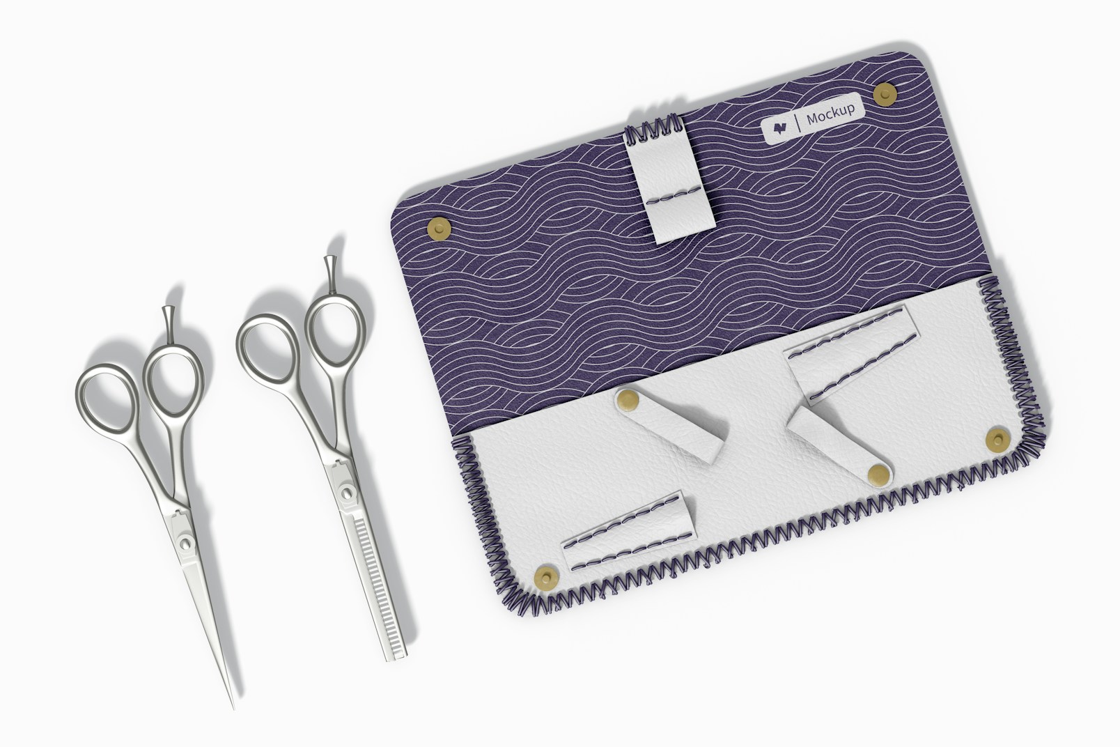 Hair Scissors With Case Mockup, Opened