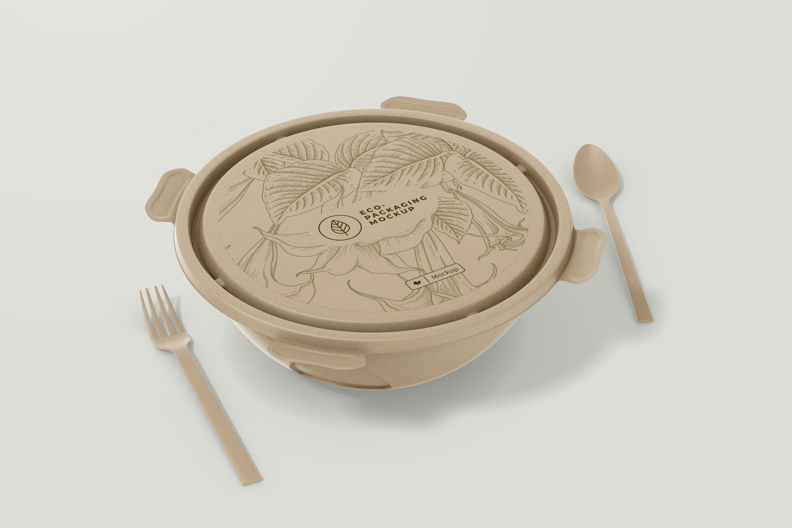 Compostable Bowl with Lid Mockup, Perspective
